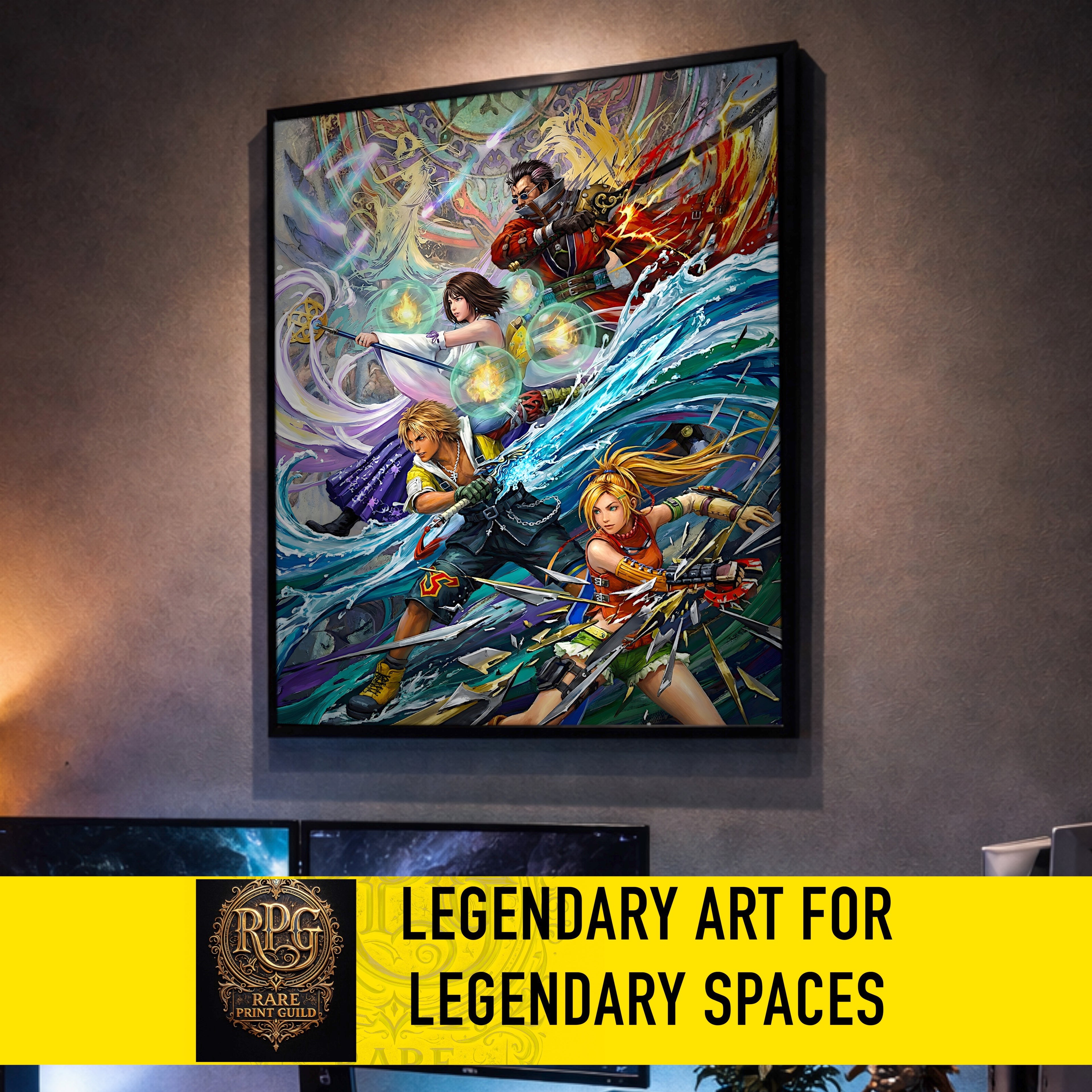 Final Fantasy X Ensemble Art Print – Pilgrimage & Guardians of Spira | FF10 Premium JRPG Wall Art