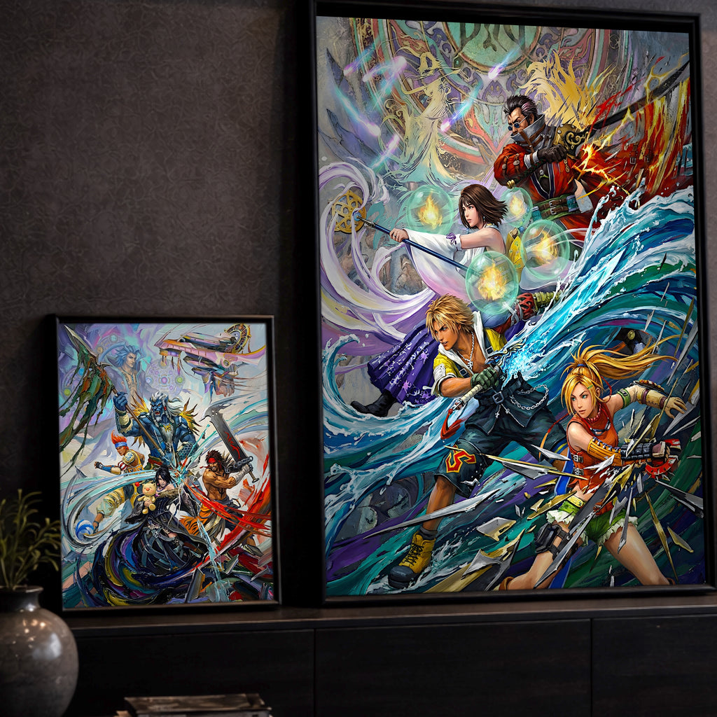 Final Fantasy X Ensemble Art Print – Pilgrimage & Guardians of Spira | FF10 Premium JRPG Wall Art