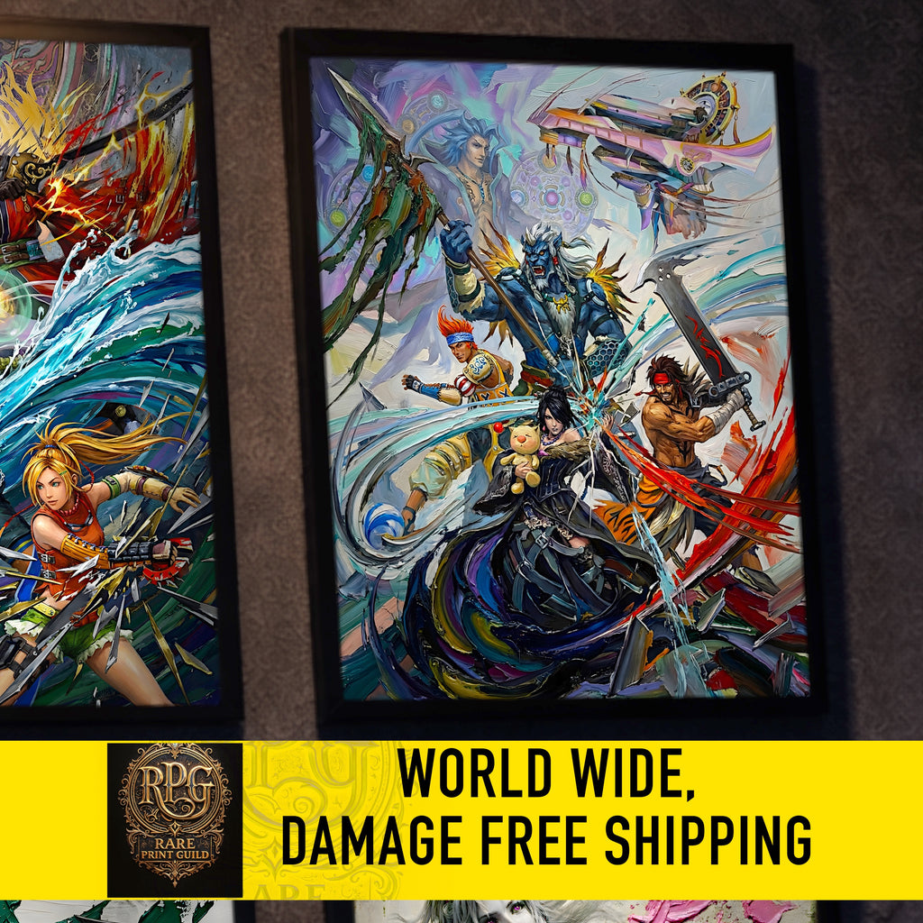 Final Fantasy X Ensemble Art Print – Pilgrimage & Guardians of Spira | FF10 Premium JRPG Wall Art