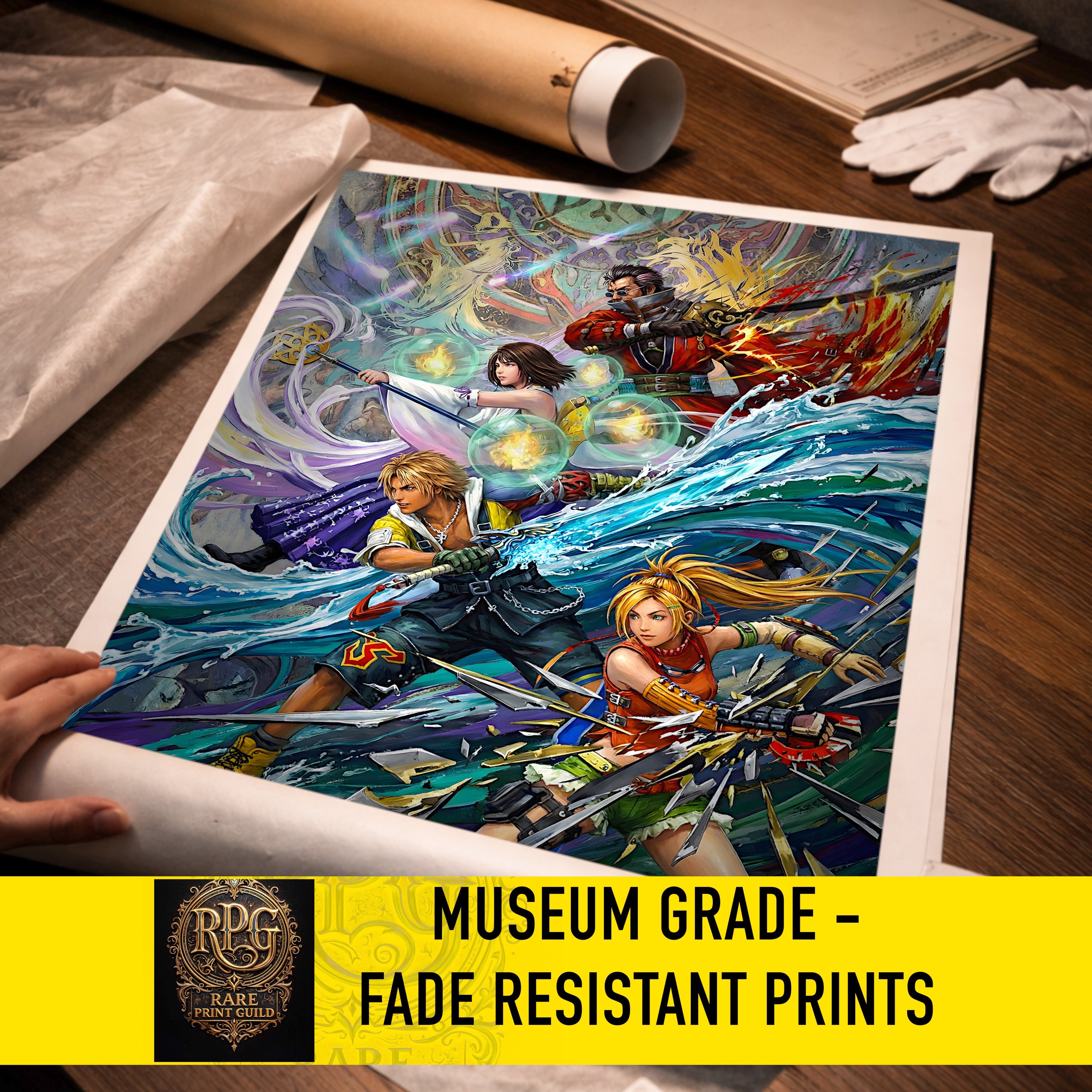 Final Fantasy X Ensemble Art Print – Pilgrimage & Guardians of Spira | FF10 Premium JRPG Wall Art