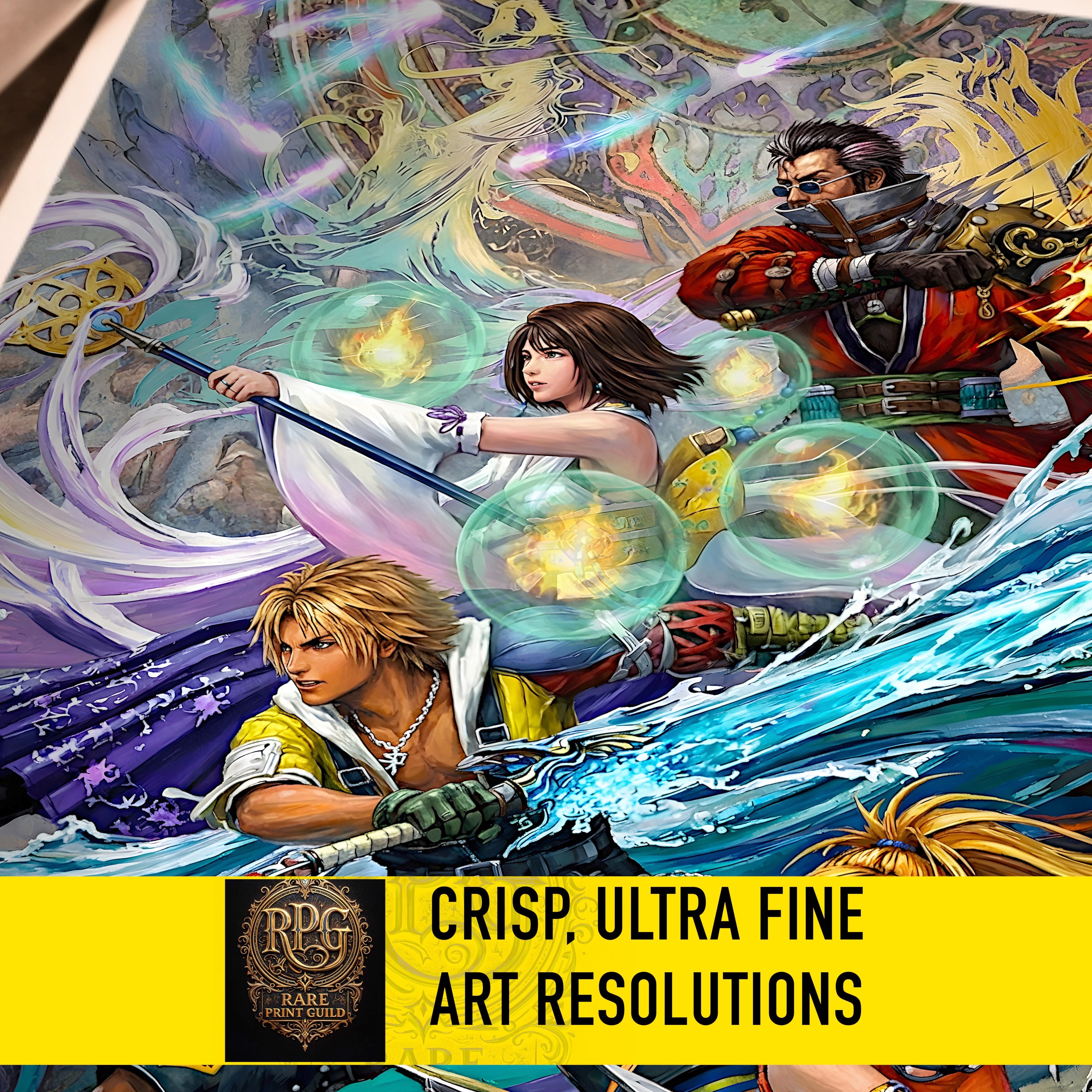 Final Fantasy X Ensemble Art Print – Pilgrimage & Guardians of Spira | FF10 Premium JRPG Wall Art