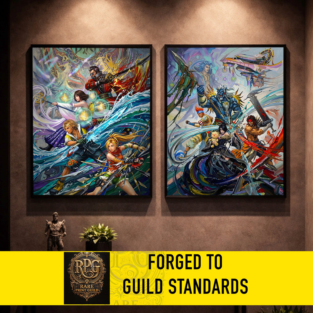 Final Fantasy X Ensemble Art Print – Pilgrimage & Guardians of Spira | FF10 Premium JRPG Wall Art