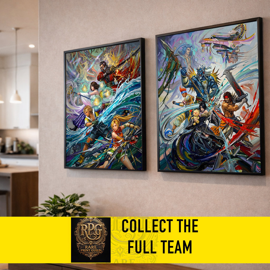 Final Fantasy X Ensemble Art Print – Pilgrimage & Guardians of Spira | FF10 Premium JRPG Wall Art