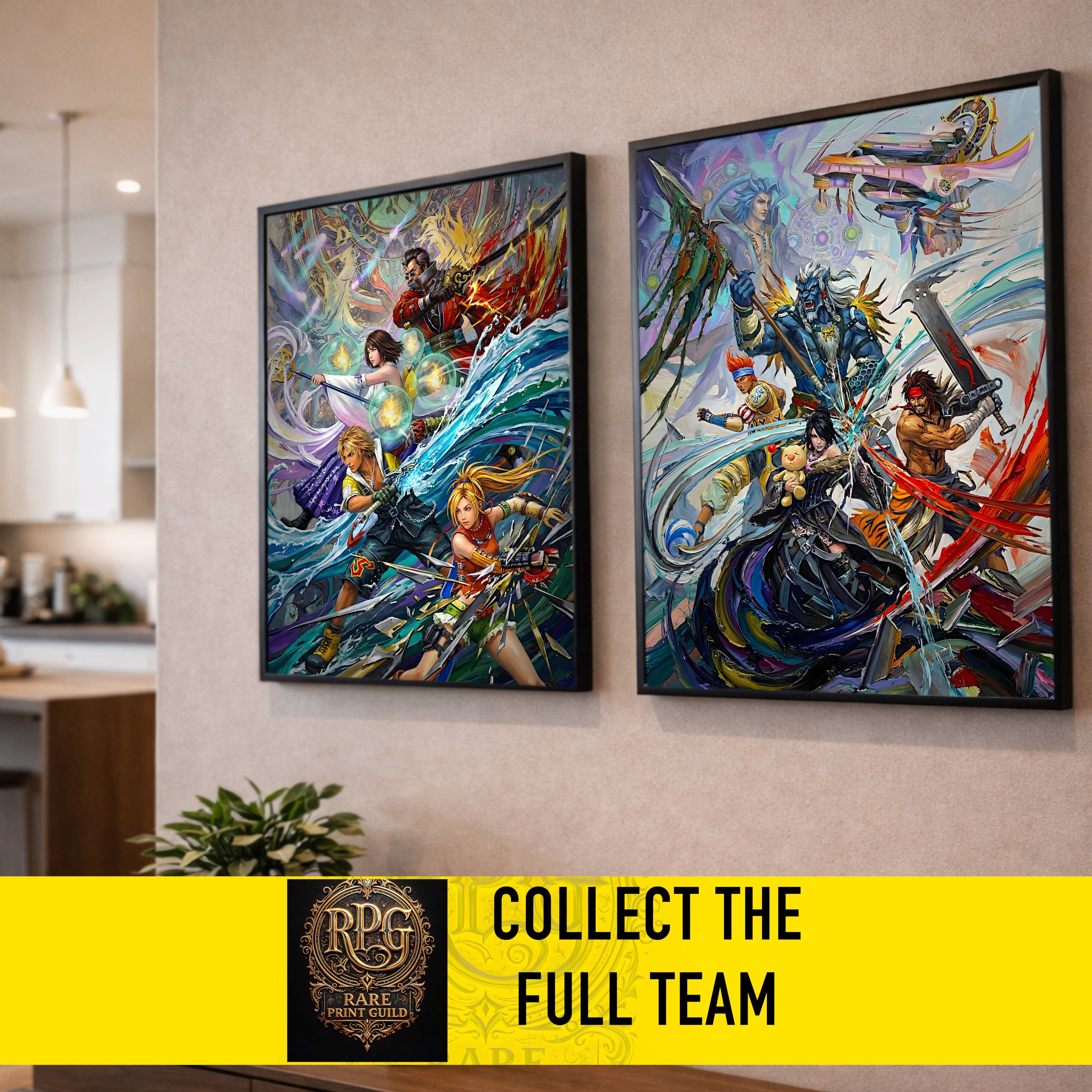 Final Fantasy X Ensemble Art Print – Pilgrimage & Guardians of Spira | FF10 Premium JRPG Wall Art