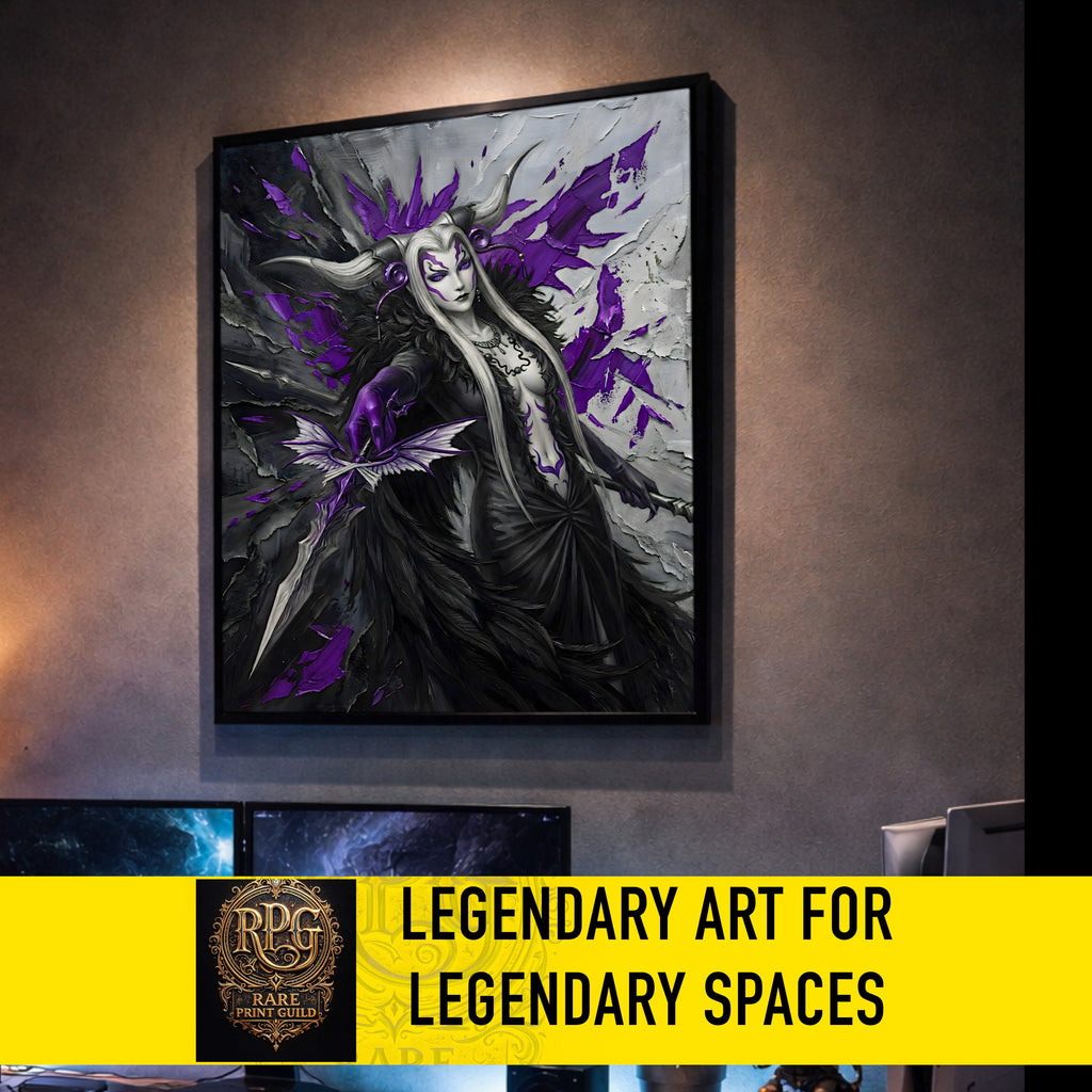 Ultimecia Monochrome Art Print | Final Fantasy VIII Villain Portrait | Dark Fantasy Luxury Poster