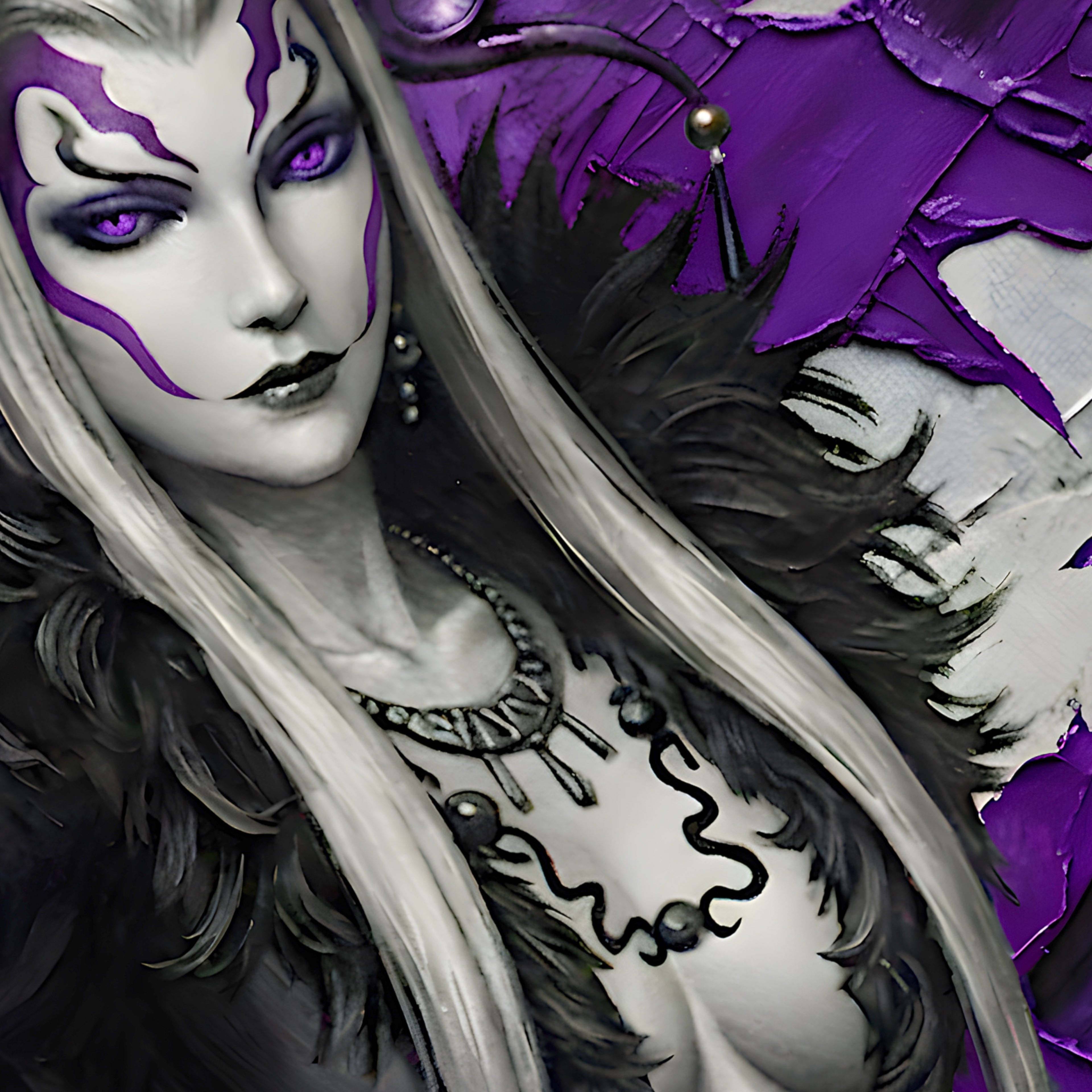 Ultimecia Monochrome Art Print | Final Fantasy VIII Villain Portrait | Dark Fantasy Luxury Poster
