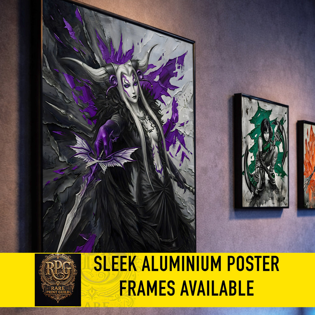 Ultimecia Monochrome Art Print | Final Fantasy VIII Villain Portrait | Dark Fantasy Luxury Poster