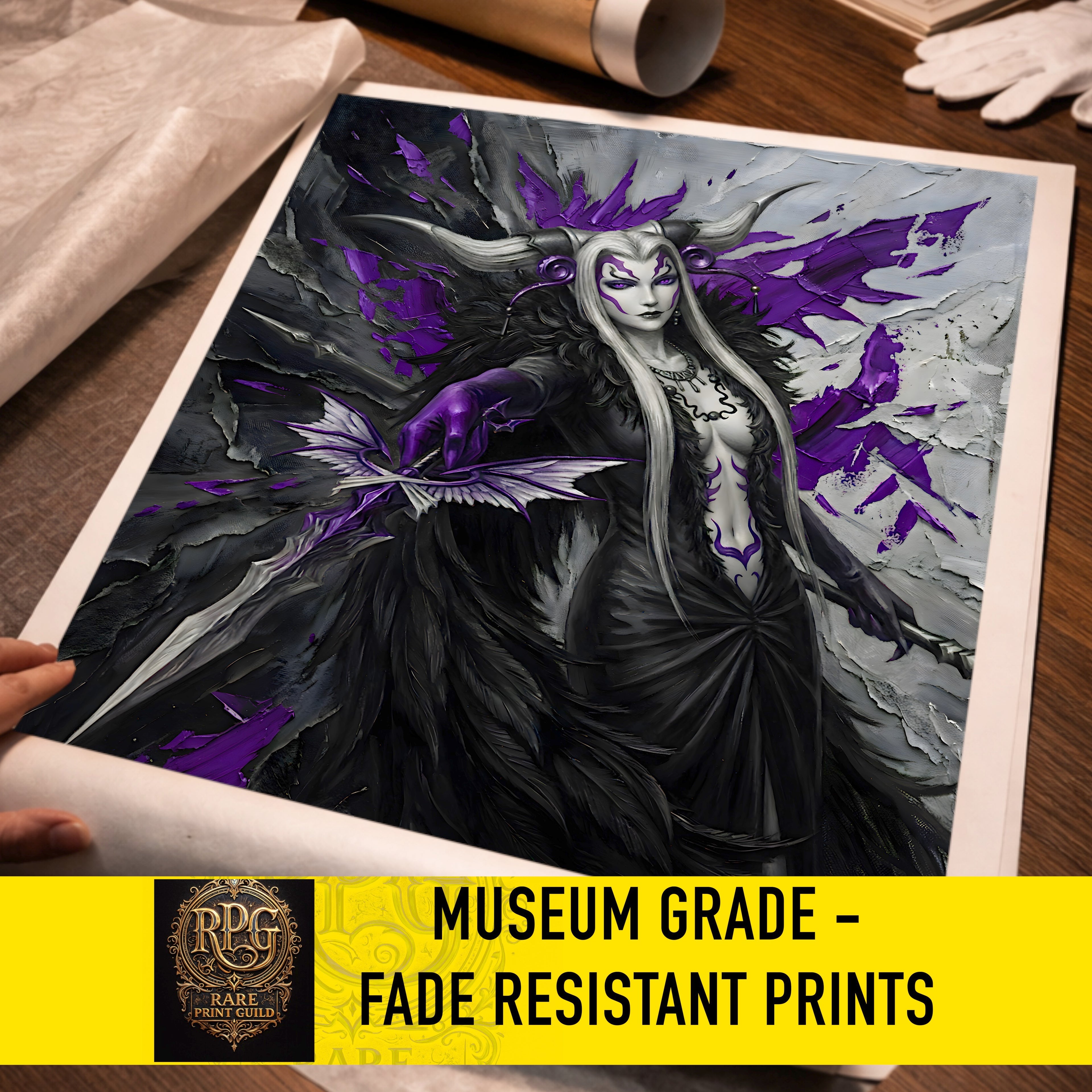 Ultimecia Monochrome Art Print | Final Fantasy VIII Villain Portrait | Dark Fantasy Luxury Poster