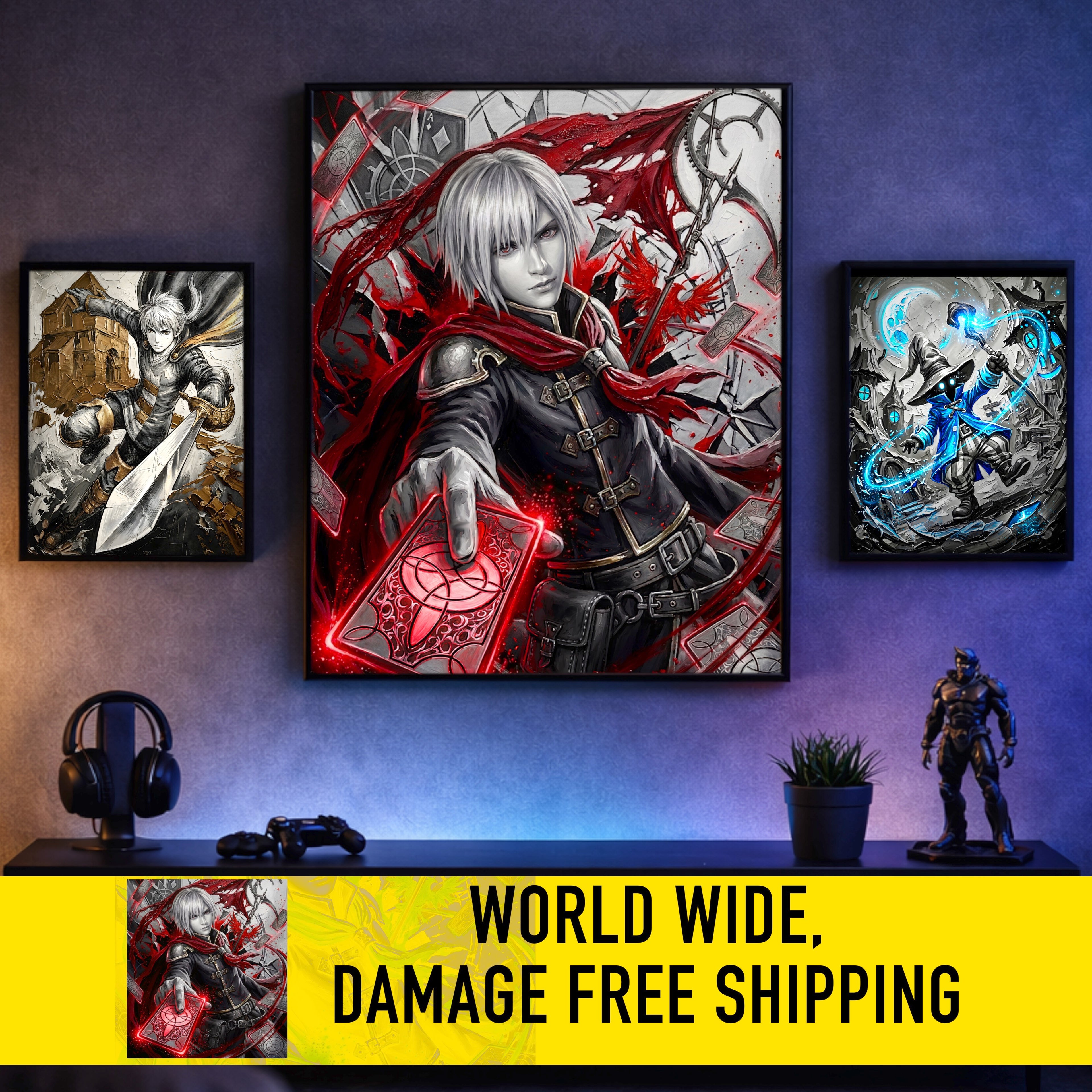 Ace Art Print – Monochrome Vermilion Edition | Final Fantasy Type-0 Fine Art