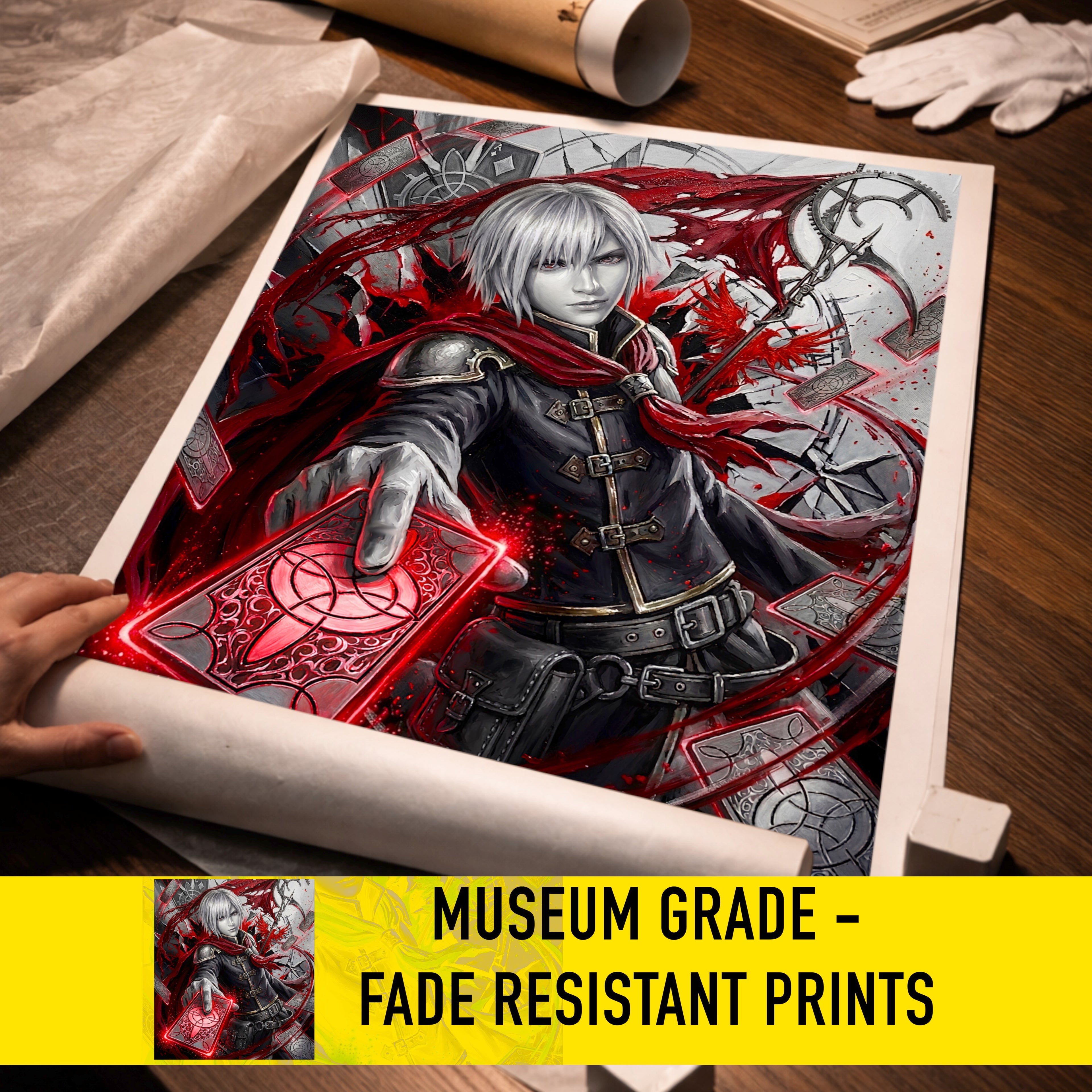 Ace Art Print – Monochrome Vermilion Edition | Final Fantasy Type-0 Fine Art