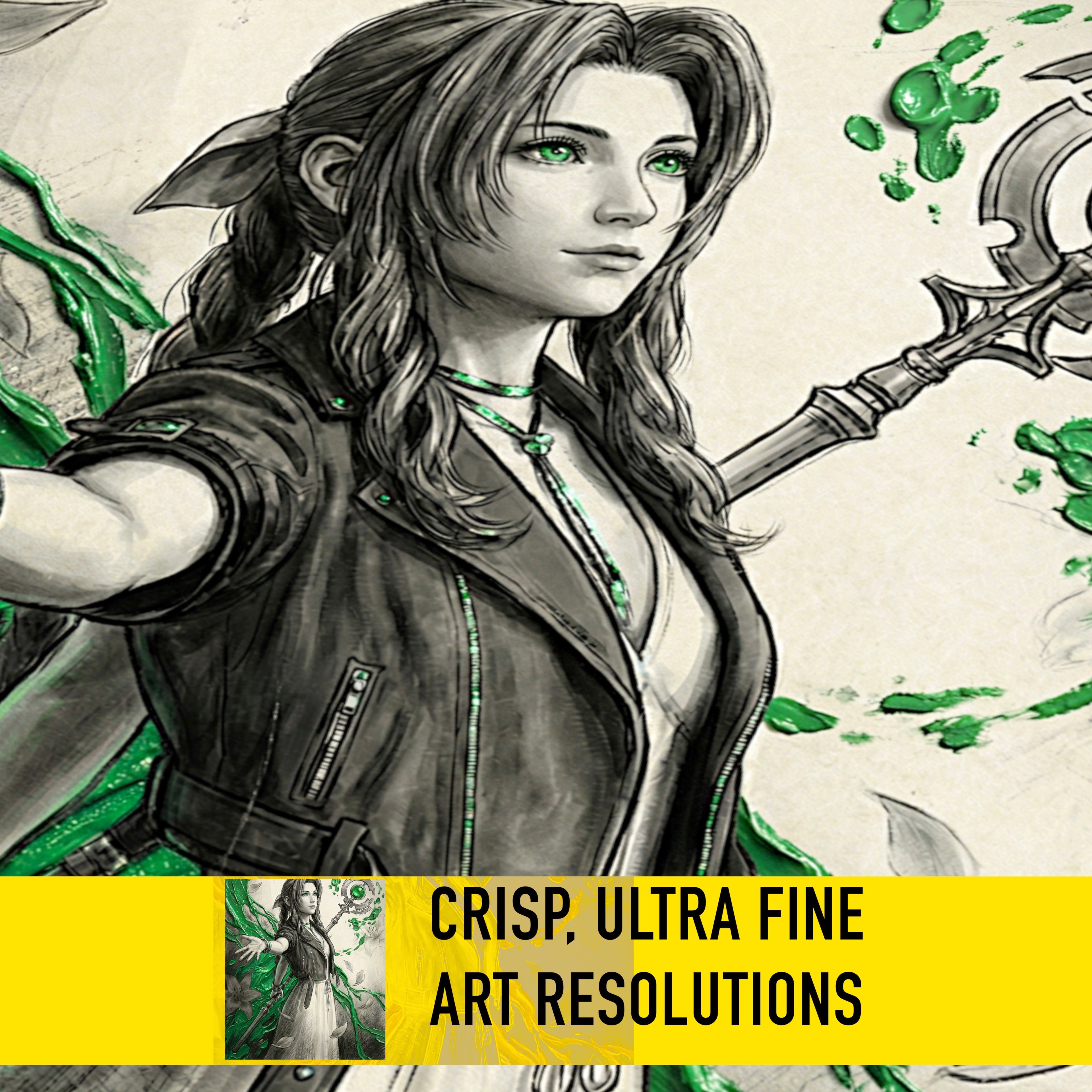 Aerith Gainsborough Poster | Final Fantasy VII Rebirth Monochrome Artwork | Lifestream Wall Art | FF7 Fine Art Print