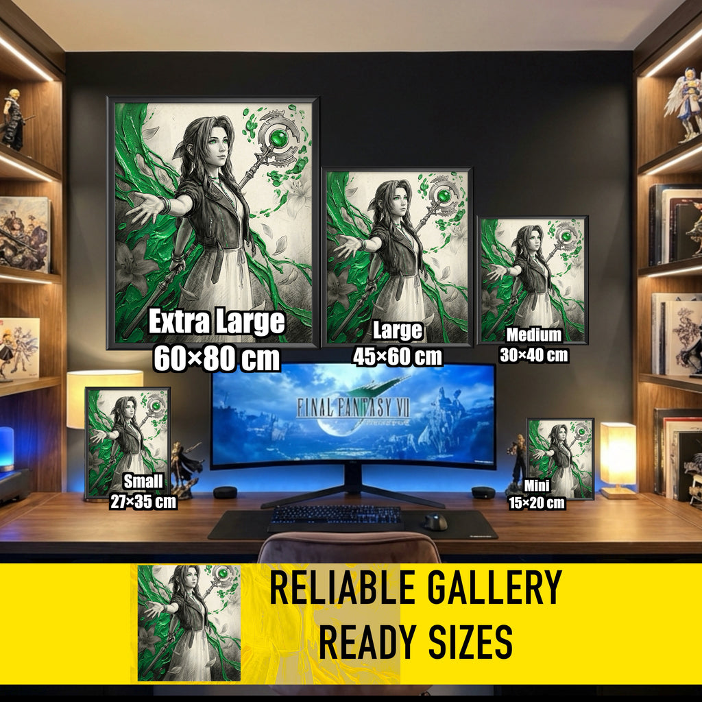 Aerith Gainsborough Poster | Final Fantasy VII Rebirth Monochrome Artwork | Lifestream Wall Art | FF7 Fine Art Print