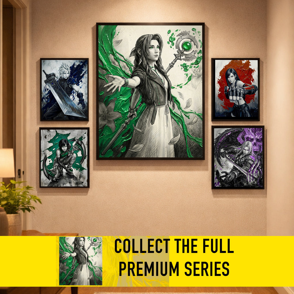 Aerith Gainsborough Poster | Final Fantasy VII Rebirth Monochrome Artwork | Lifestream Wall Art | FF7 Fine Art Print