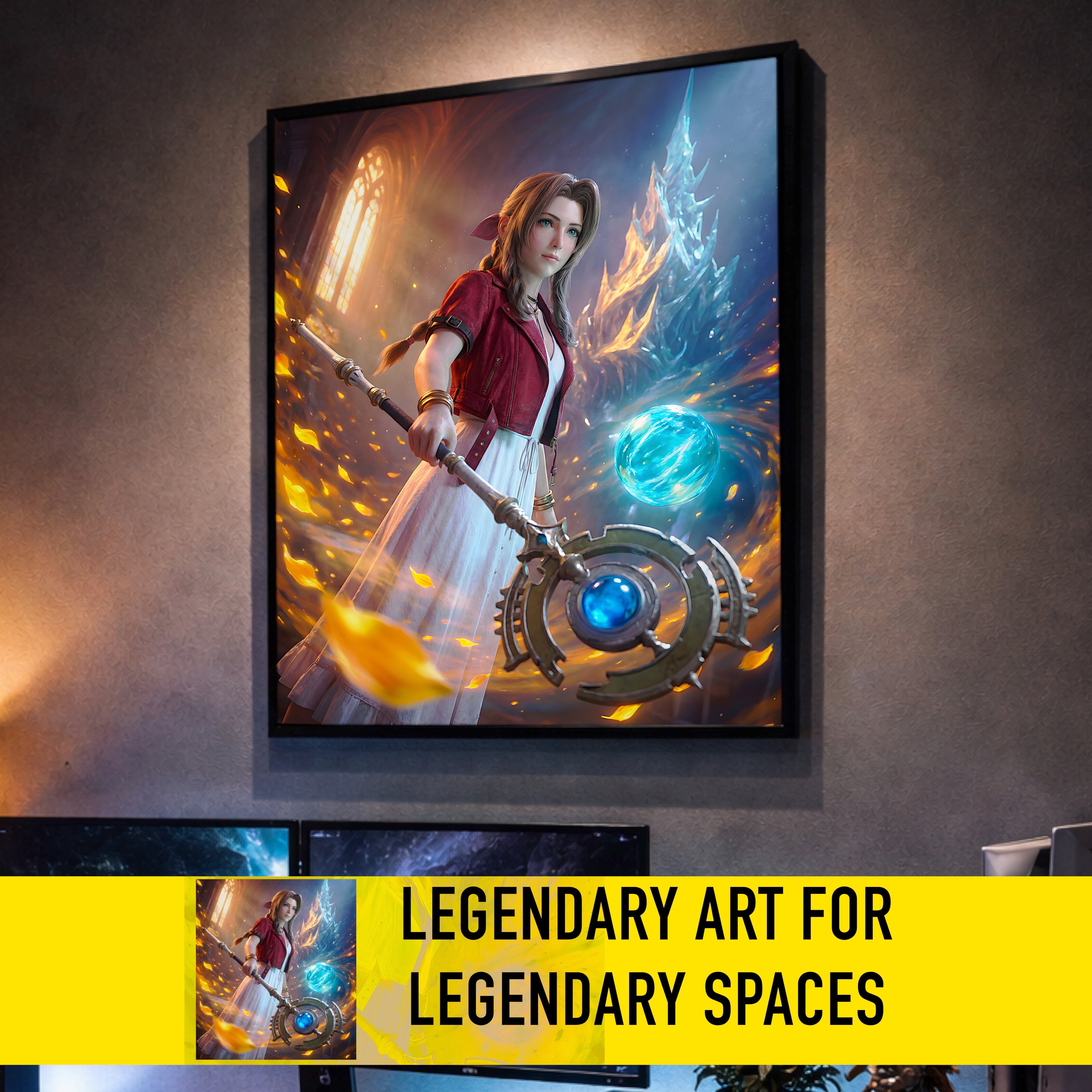 Aerith Gainsborough Art Print | Final Fantasy VII Remake & Rebirth Wall Art | FF7 Poster | JRPG Fantasy Artwork | Gamer Decor