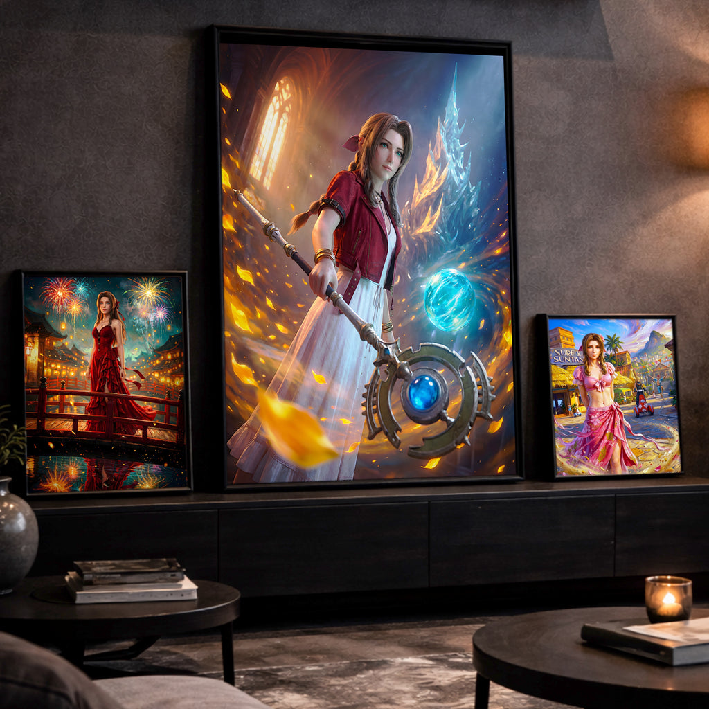 Aerith Gainsborough Art Print | Final Fantasy VII Remake & Rebirth Wall Art | FF7 Poster | JRPG Fantasy Artwork | Gamer Decor