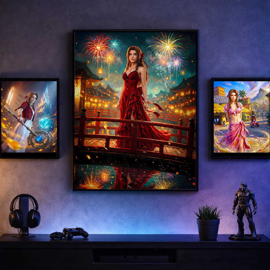Aerith Gainsborough Art Print | Final Fantasy VII Remake & Rebirth Wall Art | FF7 Poster | JRPG Fantasy Artwork | Gamer Decor