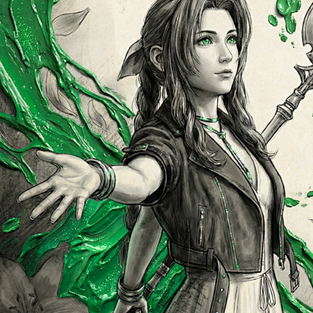 Aerith Gainsborough Art Print | Final Fantasy VII Remake & Rebirth Wall Art | FF7 Poster | JRPG Fantasy Artwork | Gamer Decor