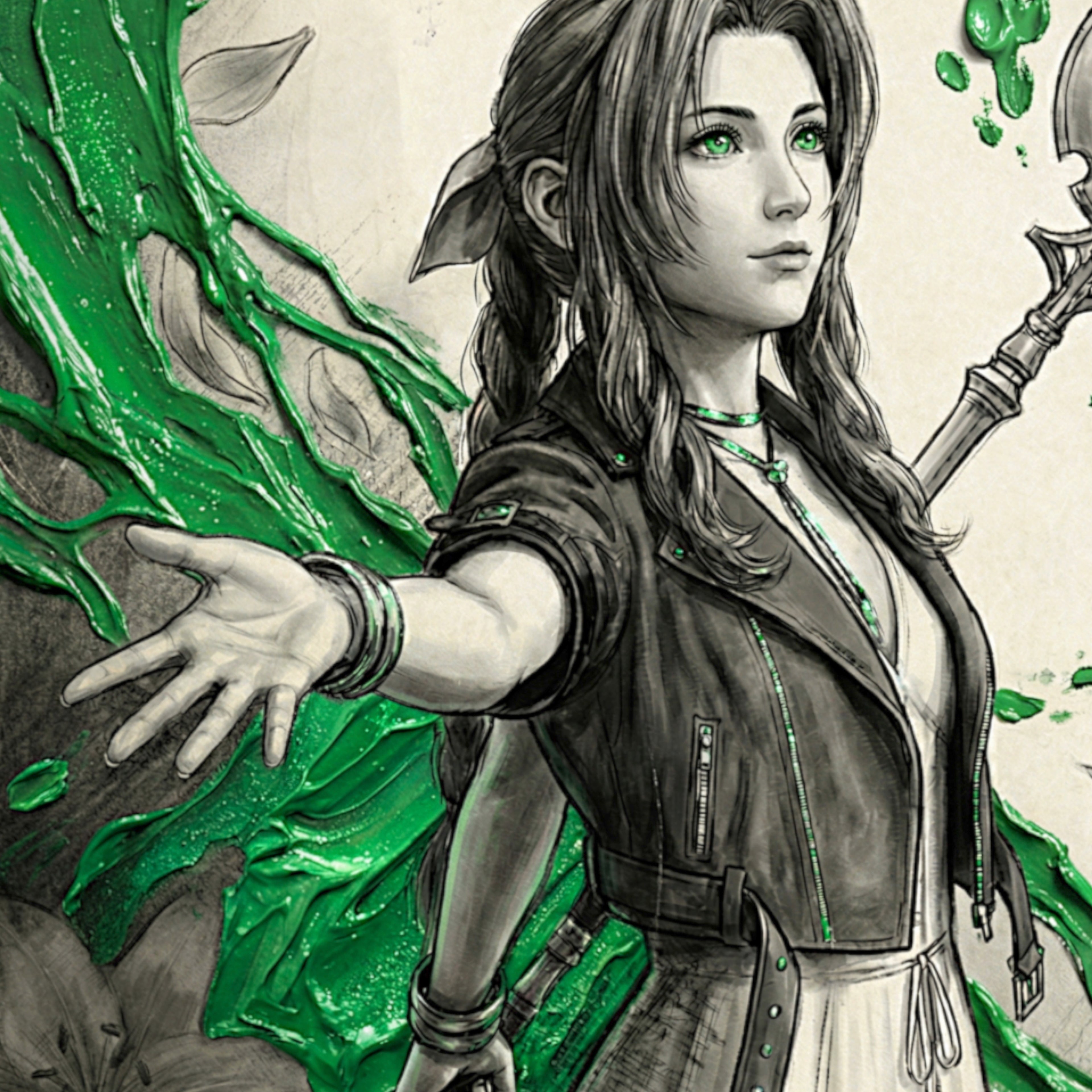 Aerith Gainsborough Art Print | Final Fantasy VII Remake & Rebirth Wall Art | FF7 Poster | JRPG Fantasy Artwork | Gamer Decor