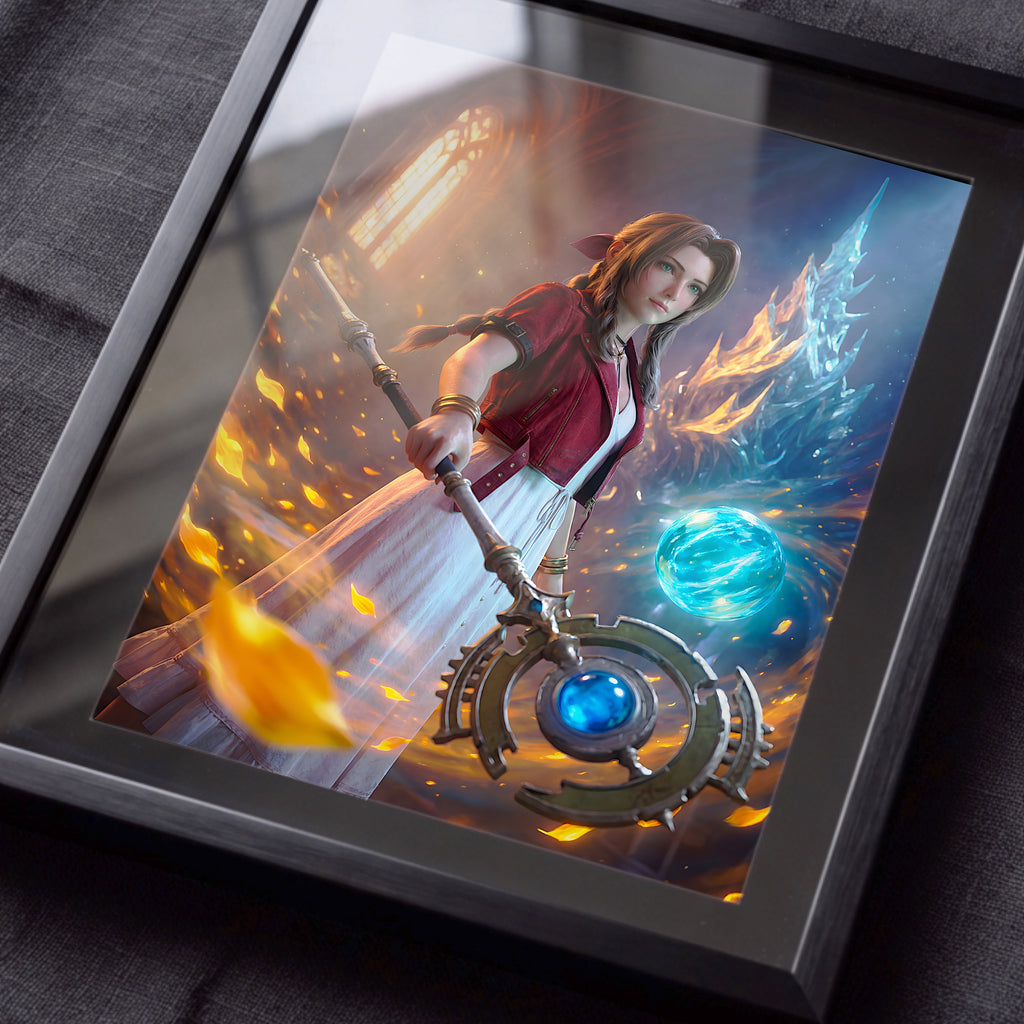 Aerith Gainsborough Art Print | Final Fantasy VII Remake & Rebirth Wall Art | FF7 Poster | JRPG Fantasy Artwork | Gamer Decor