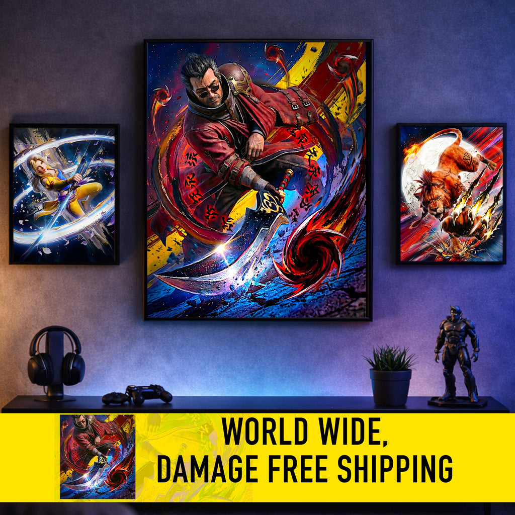 Auron Poster | Final Fantasy X Banishing Blade Limit Break Artwork | FF10 Remaster Wall Art Fine Art Print