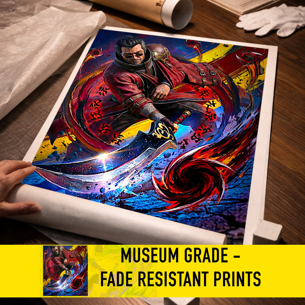 Auron Poster | Final Fantasy X Banishing Blade Limit Break Artwork | FF10 Remaster Wall Art Fine Art Print