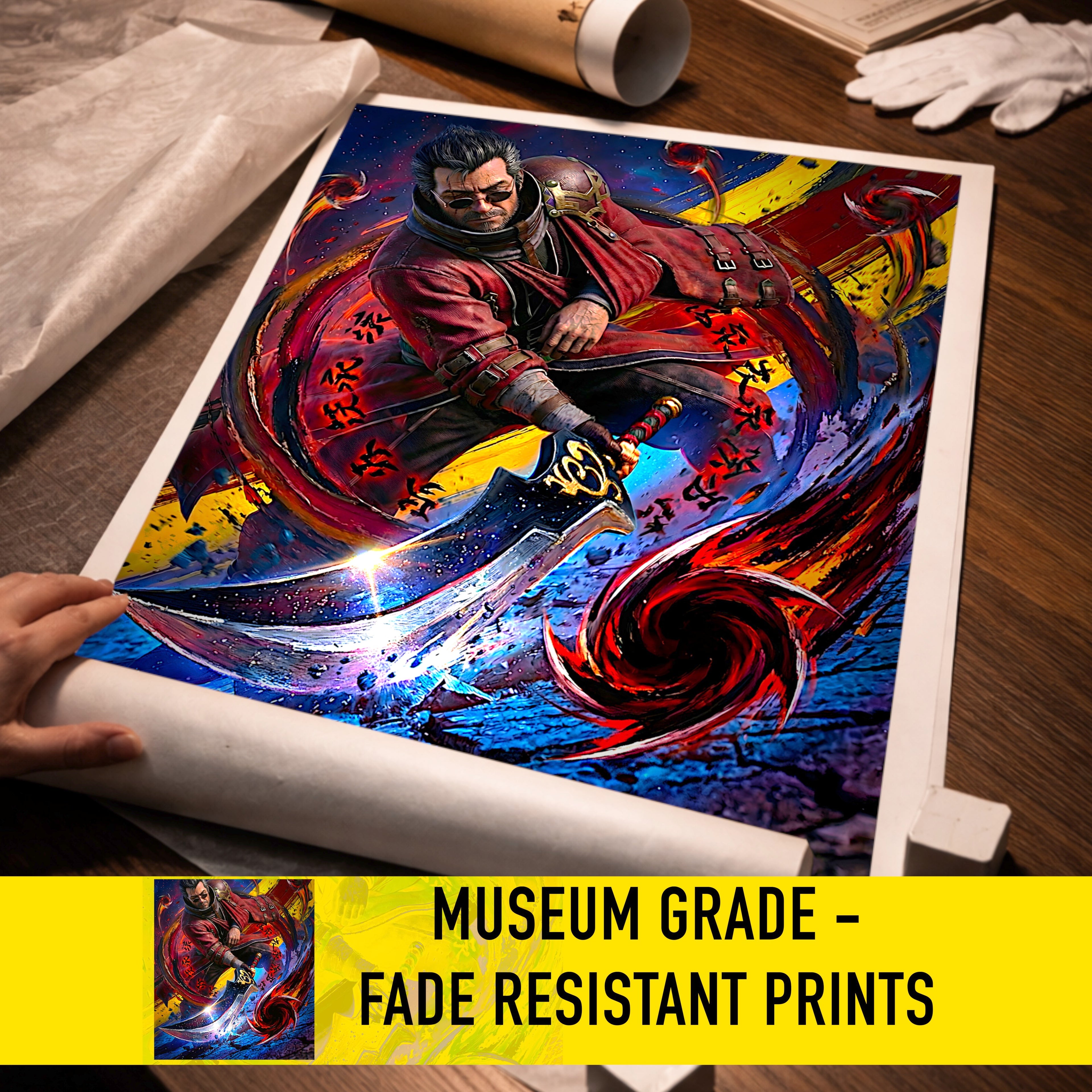 Auron Poster | Final Fantasy X Banishing Blade Limit Break Artwork | FF10 Remaster Wall Art Fine Art Print