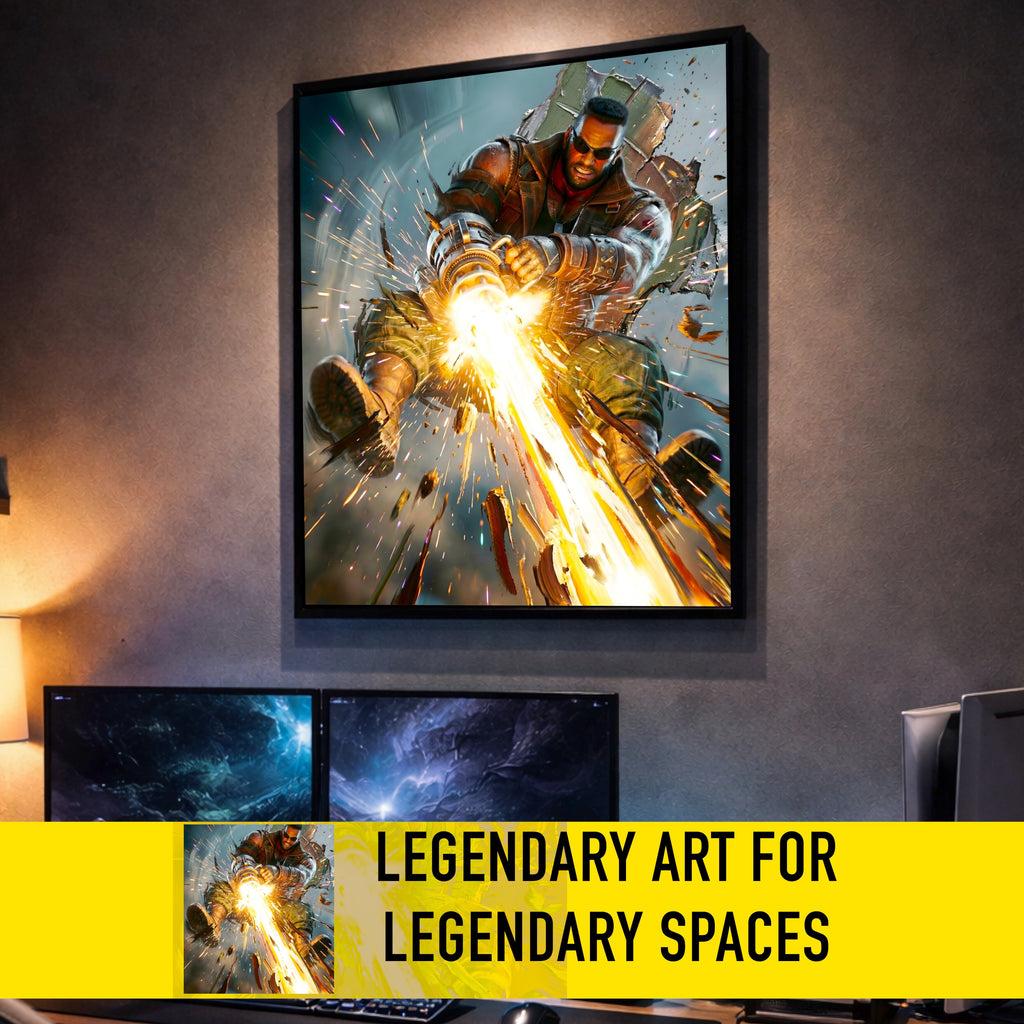 Barret Wallace Poster | Final Fantasy VII Rebirth & Remake Artwork | Catastrophe Limit Break Wall Art | FF7 Collector Fine Art Print