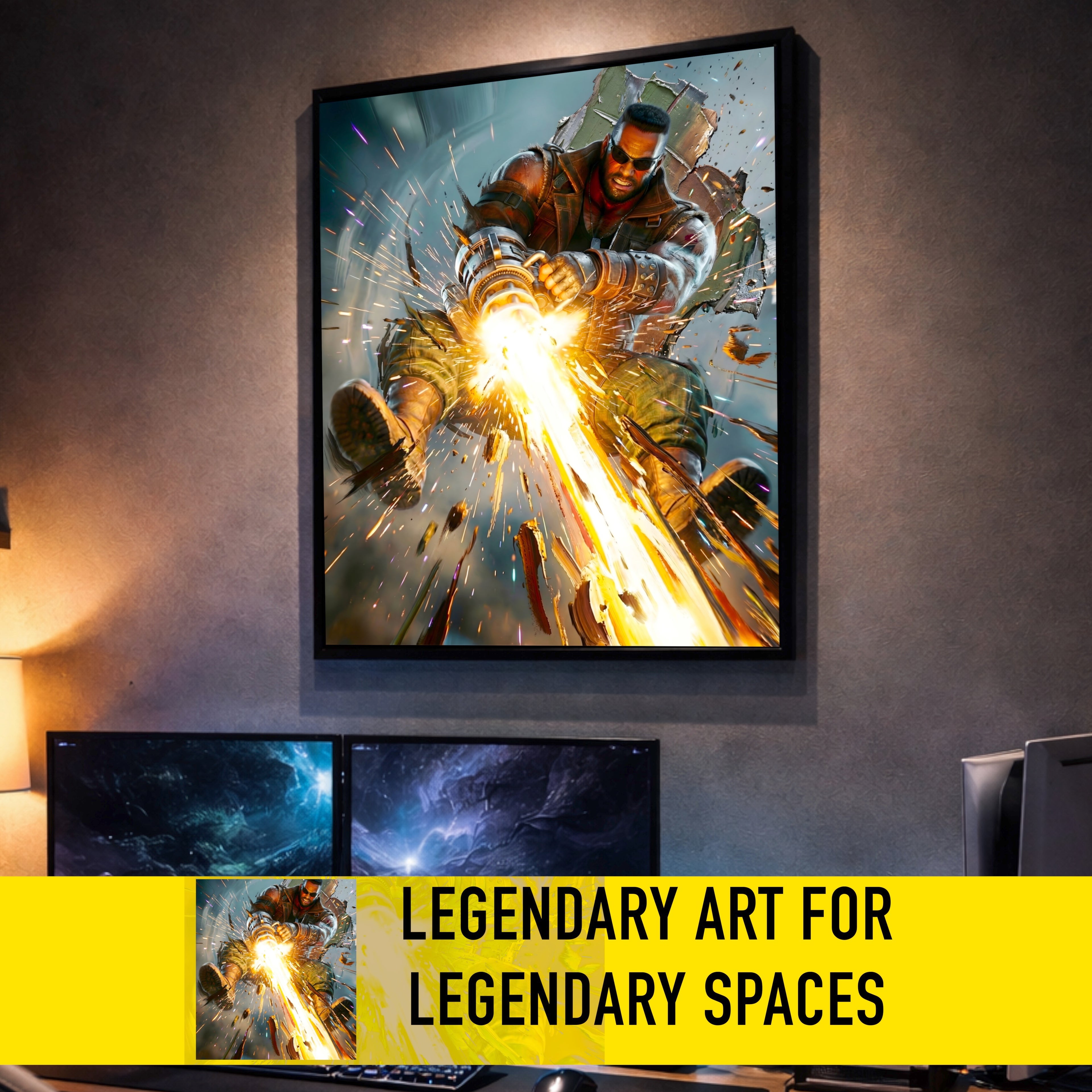 Barret Wallace Poster | Final Fantasy VII Rebirth & Remake Artwork | Catastrophe Limit Break Wall Art | FF7 Collector Fine Art Print