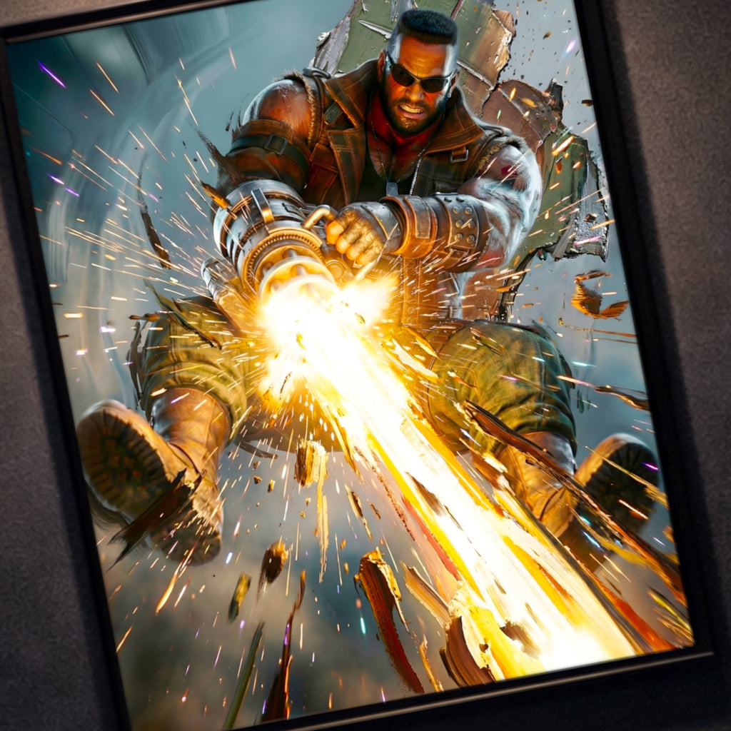 Barret Wallace Poster | Final Fantasy VII Rebirth & Remake Artwork | Catastrophe Limit Break Wall Art | FF7 Collector Fine Art Print