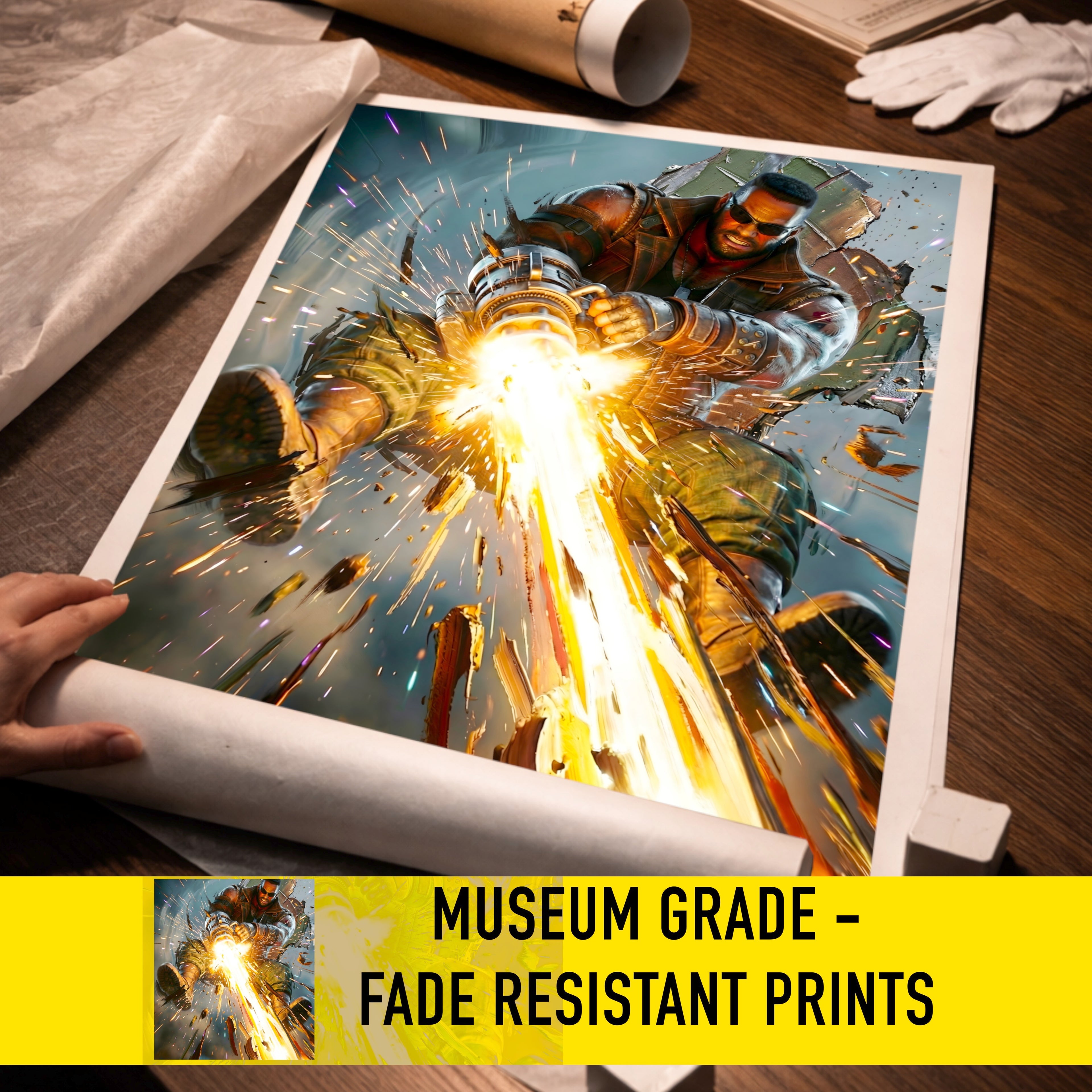 Barret Wallace Poster | Final Fantasy VII Rebirth & Remake Artwork | Catastrophe Limit Break Wall Art | FF7 Collector Fine Art Print