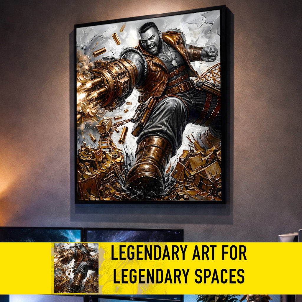 Barret Wallace Art Print – Monochrome Redemption Edition | Final Fantasy VII Fine Art