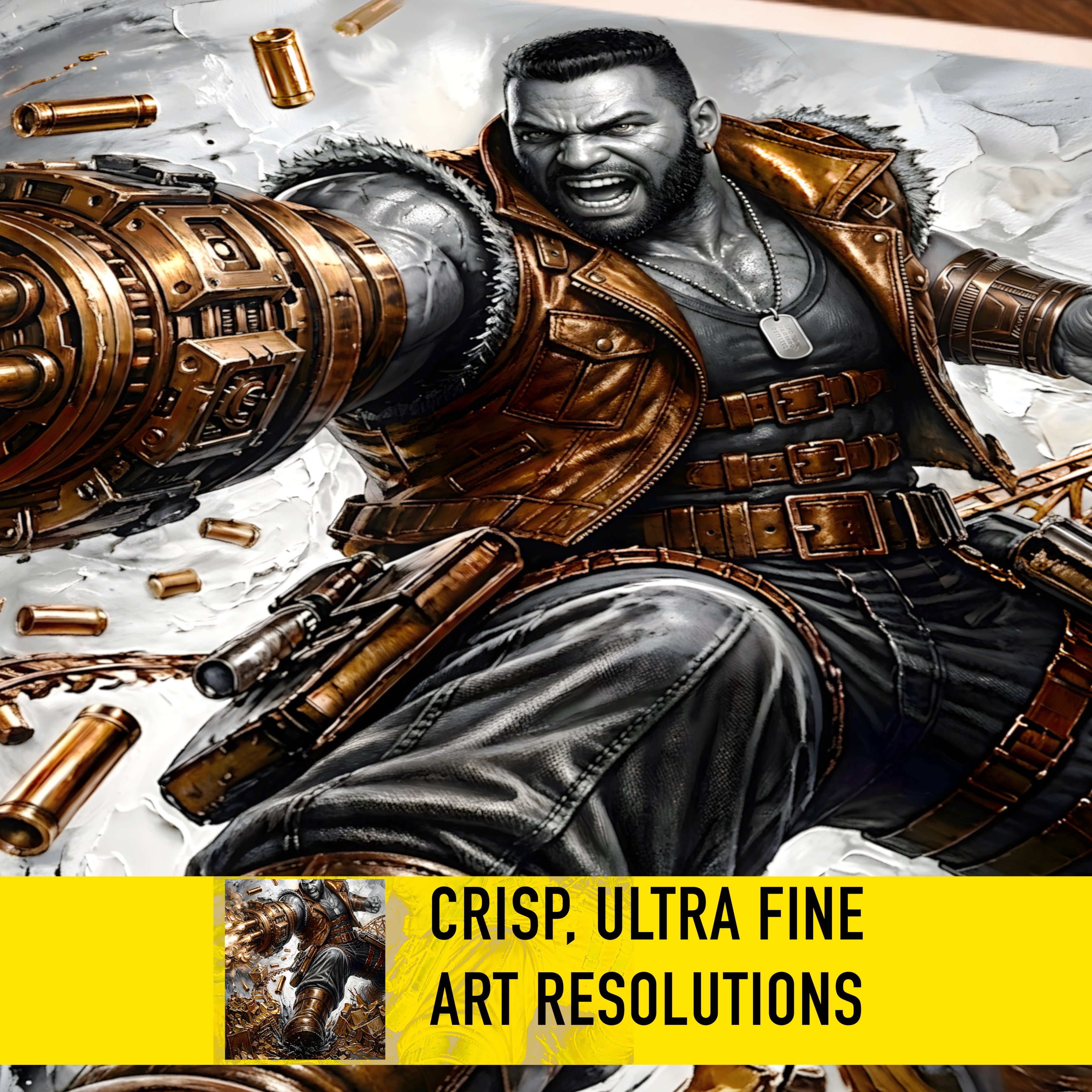 Barret Wallace Art Print – Monochrome Redemption Edition | Final Fantasy VII Fine Art
