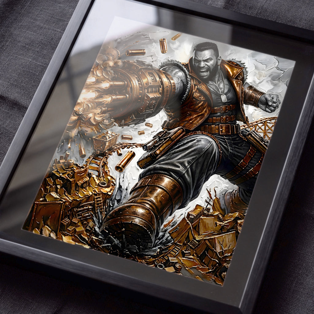Barret Wallace Art Print – Monochrome Redemption Edition | Final Fantasy VII Fine Art
