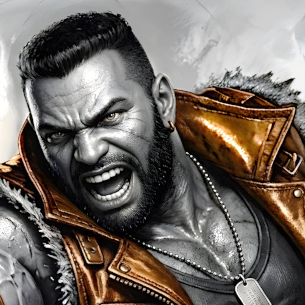 Barret Wallace Art Print – Monochrome Redemption Edition | Final Fantasy VII Fine Art