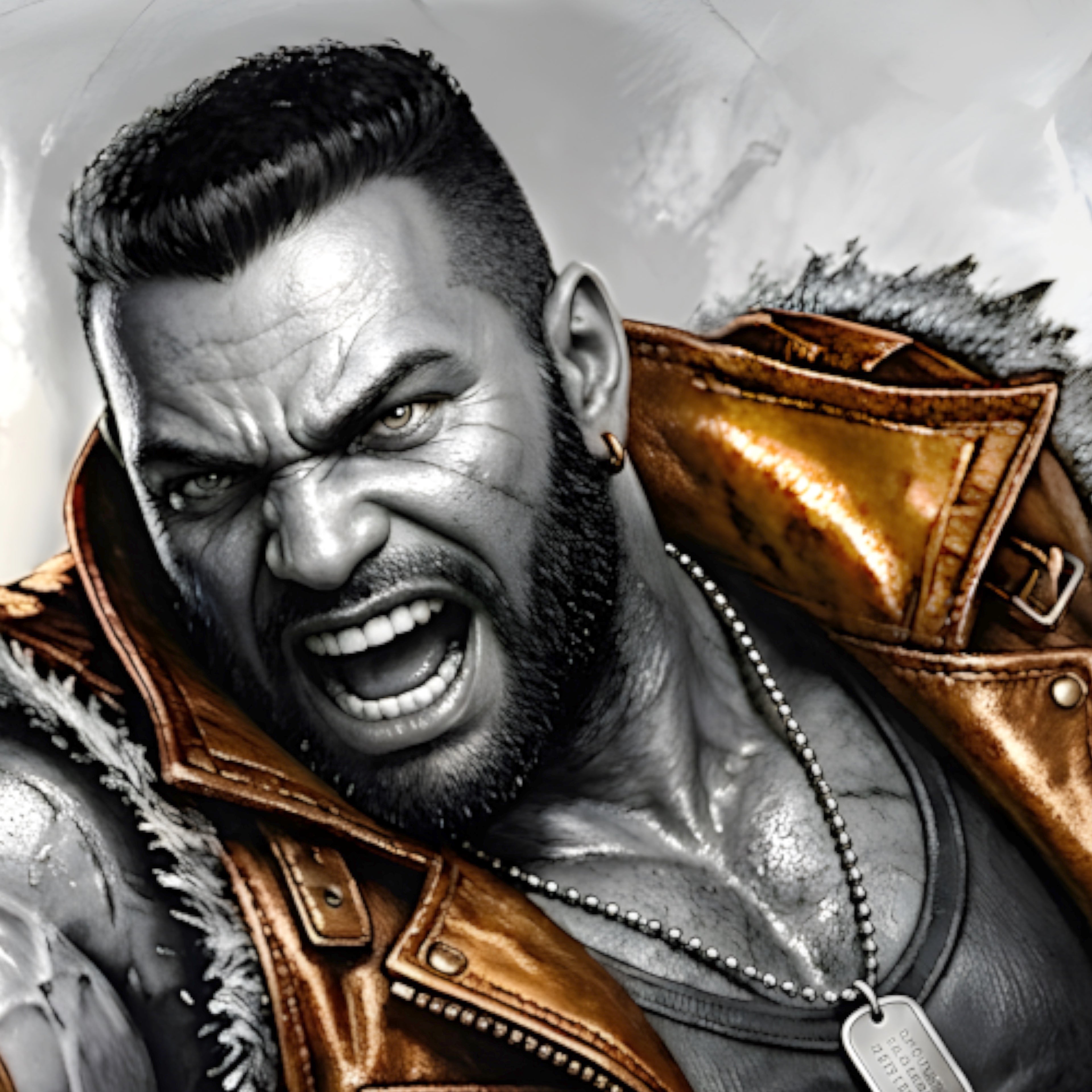 Barret Wallace Art Print – Monochrome Redemption Edition | Final Fantasy VII Fine Art