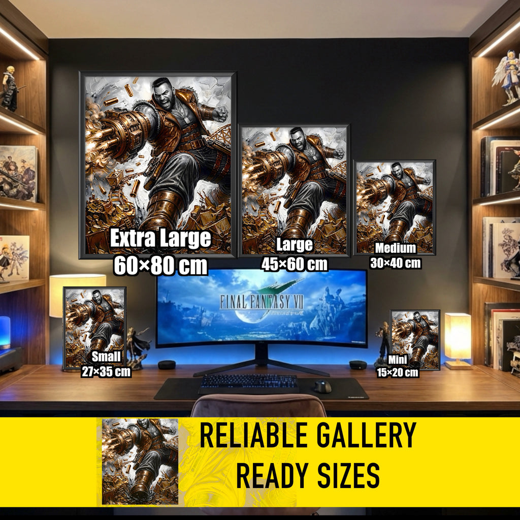 Barret Wallace Art Print – Monochrome Redemption Edition | Final Fantasy VII Fine Art