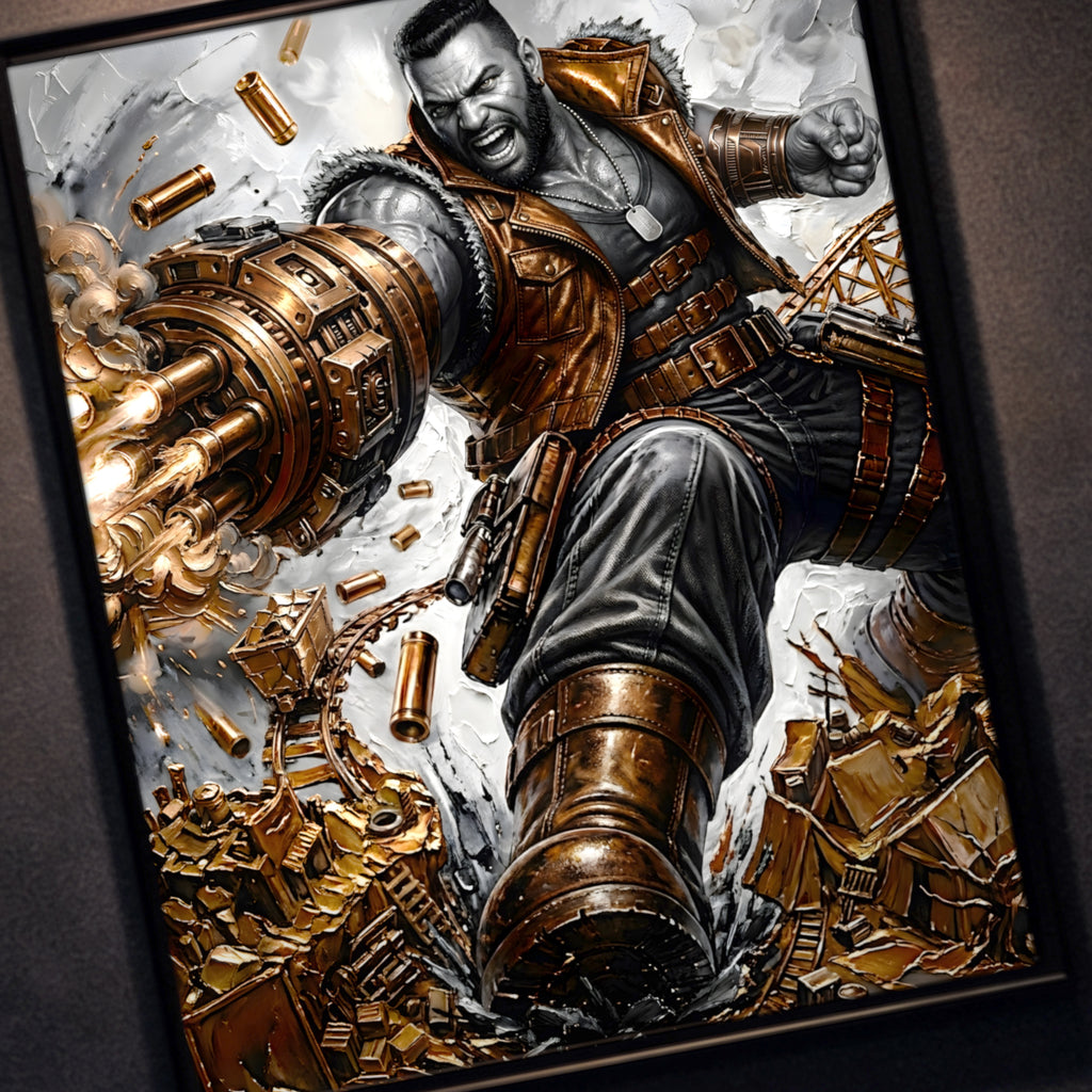 Barret Wallace Art Print – Monochrome Redemption Edition | Final Fantasy VII Fine Art