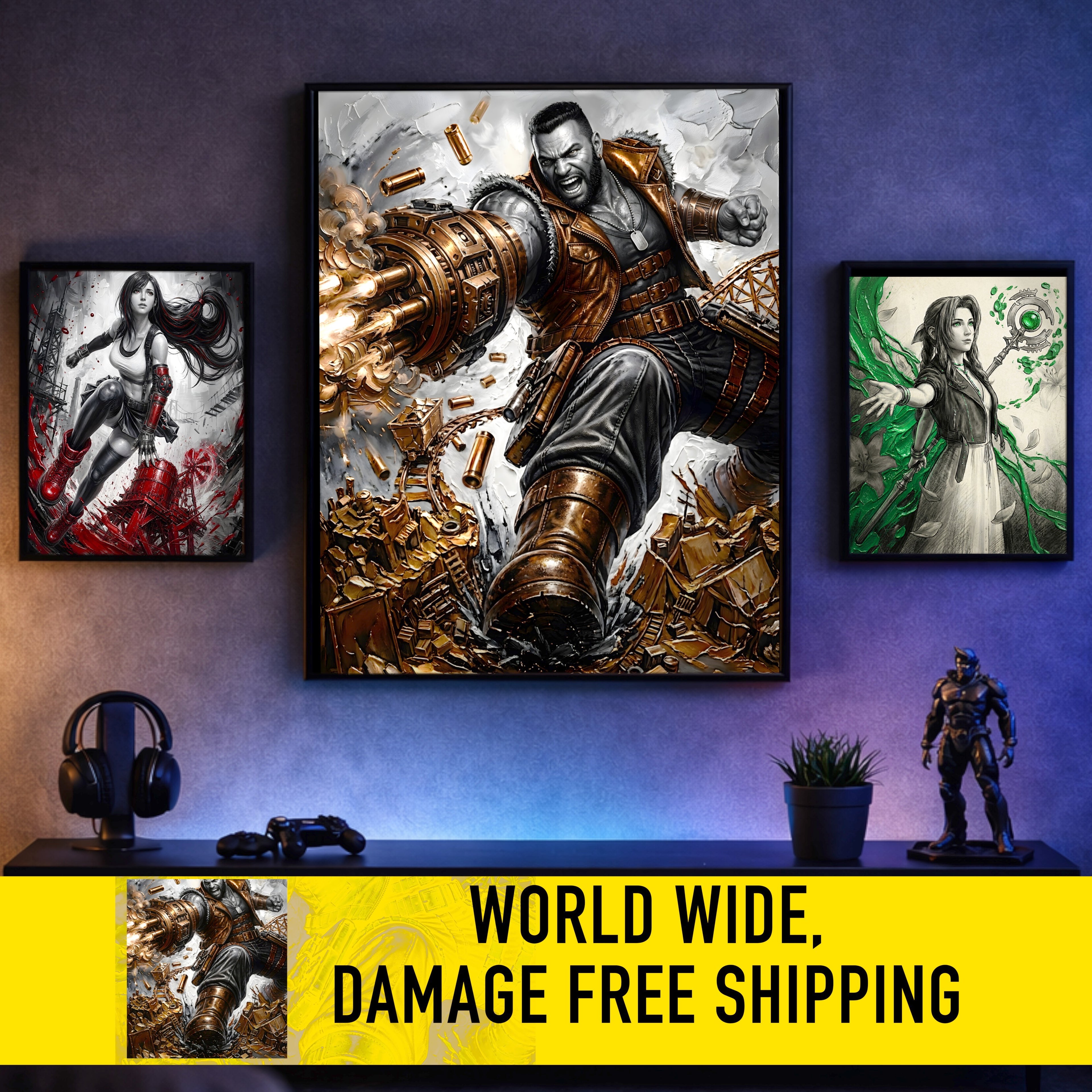 Barret Wallace Art Print – Monochrome Redemption Edition | Final Fantasy VII Fine Art