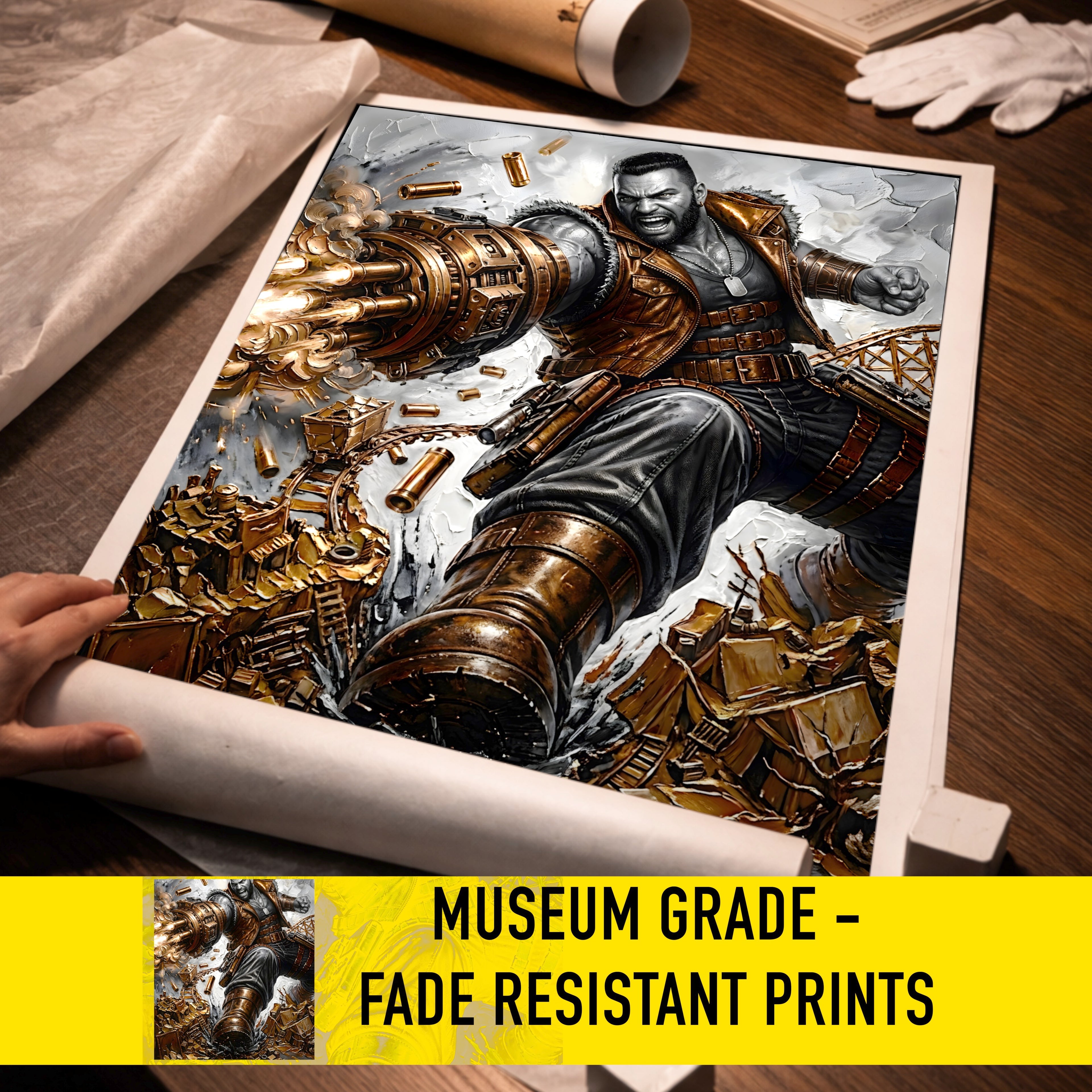 Barret Wallace Art Print – Monochrome Redemption Edition | Final Fantasy VII Fine Art