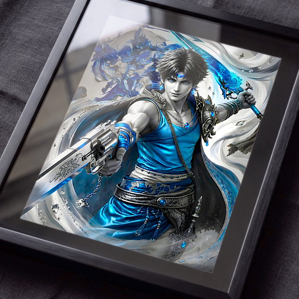 Bartz Klauser Art Print – Monochrome Windborne Edition | Final Fantasy V Fine Art
