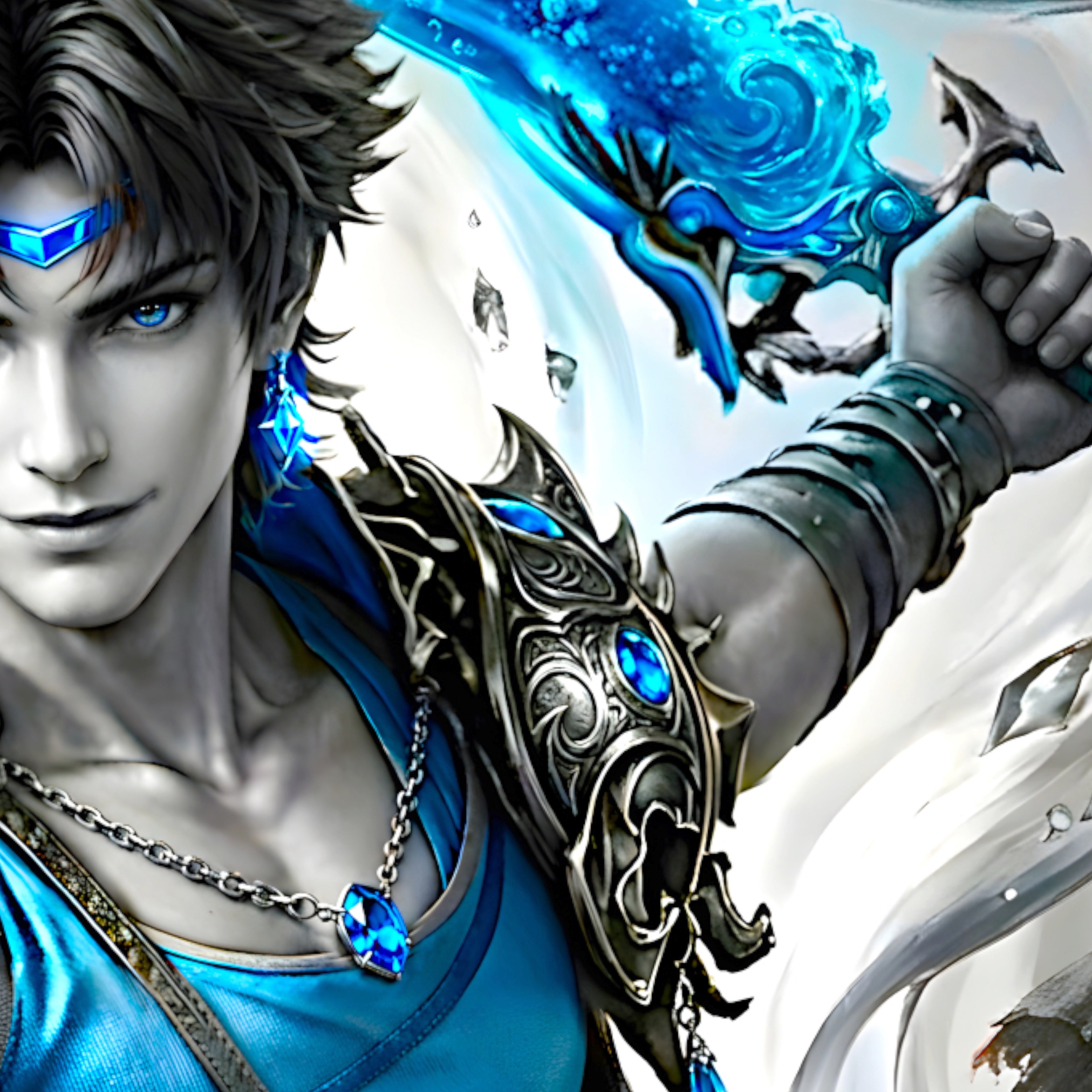 Bartz Klauser Art Print – Monochrome Windborne Edition | Final Fantasy V Fine Art