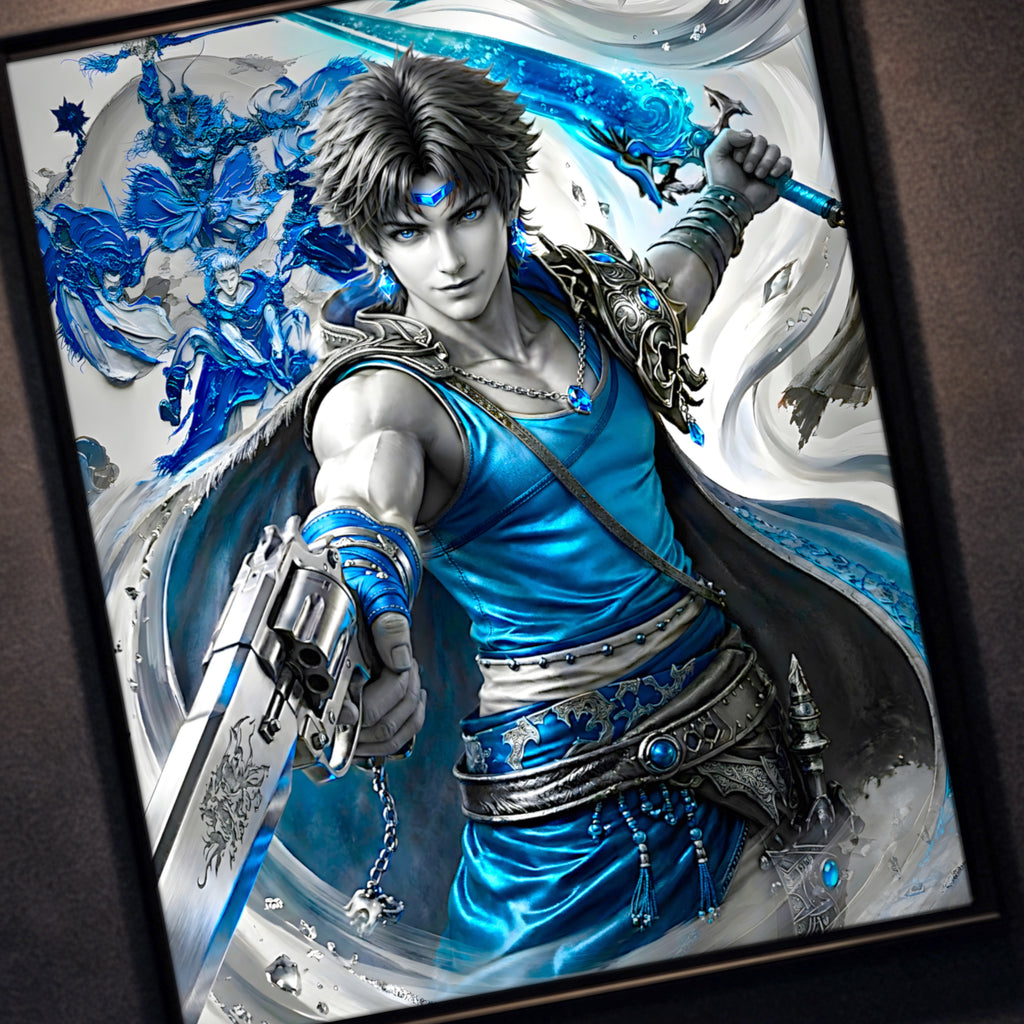 Bartz Klauser Art Print – Monochrome Windborne Edition | Final Fantasy V Fine Art