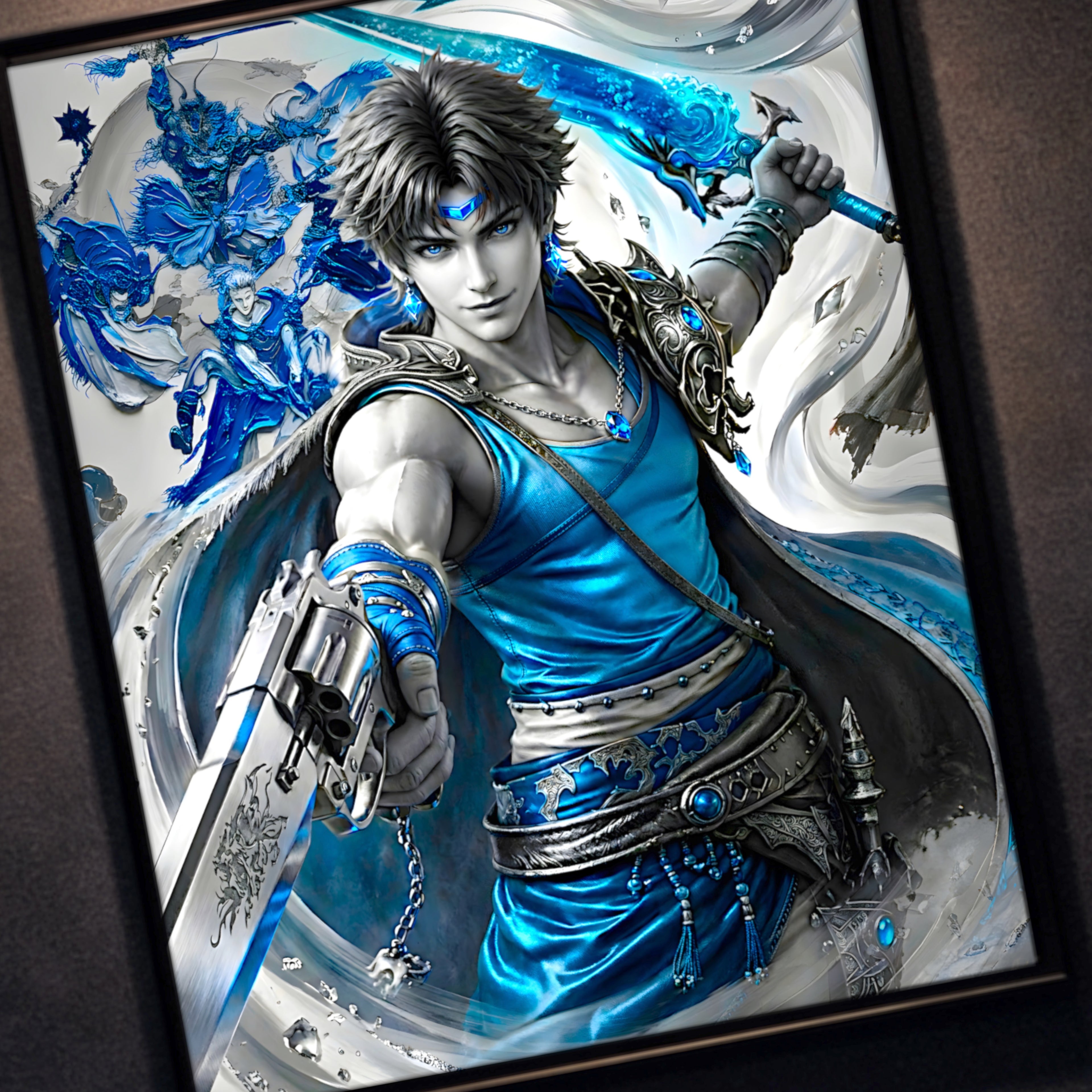 Bartz Klauser Art Print – Monochrome Windborne Edition | Final Fantasy V Fine Art