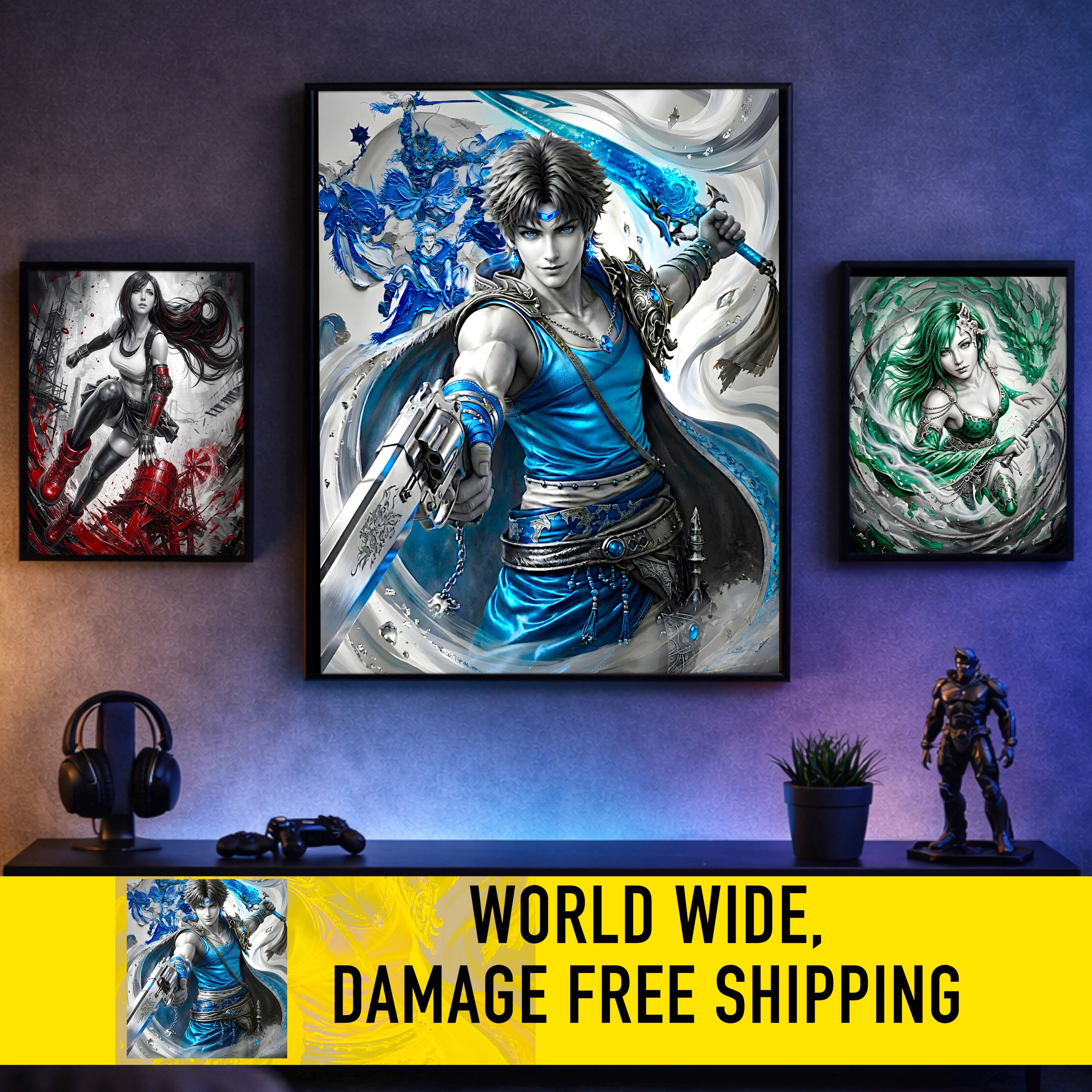 Bartz Klauser Art Print – Monochrome Windborne Edition | Final Fantasy V Fine Art