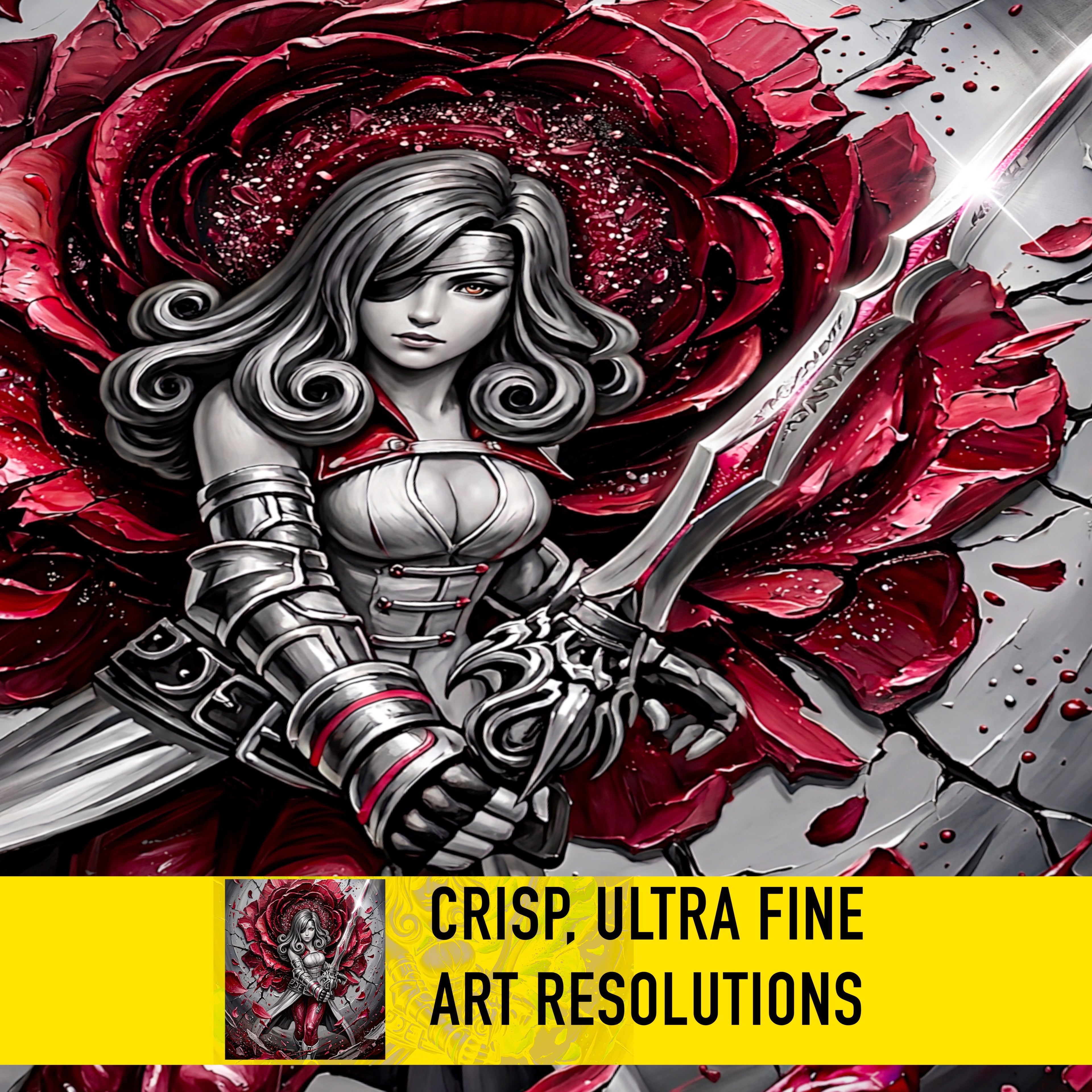 Beatrix Art Print – Monochrome Rose Edition | Final Fantasy IX Save the Queen Fine Art