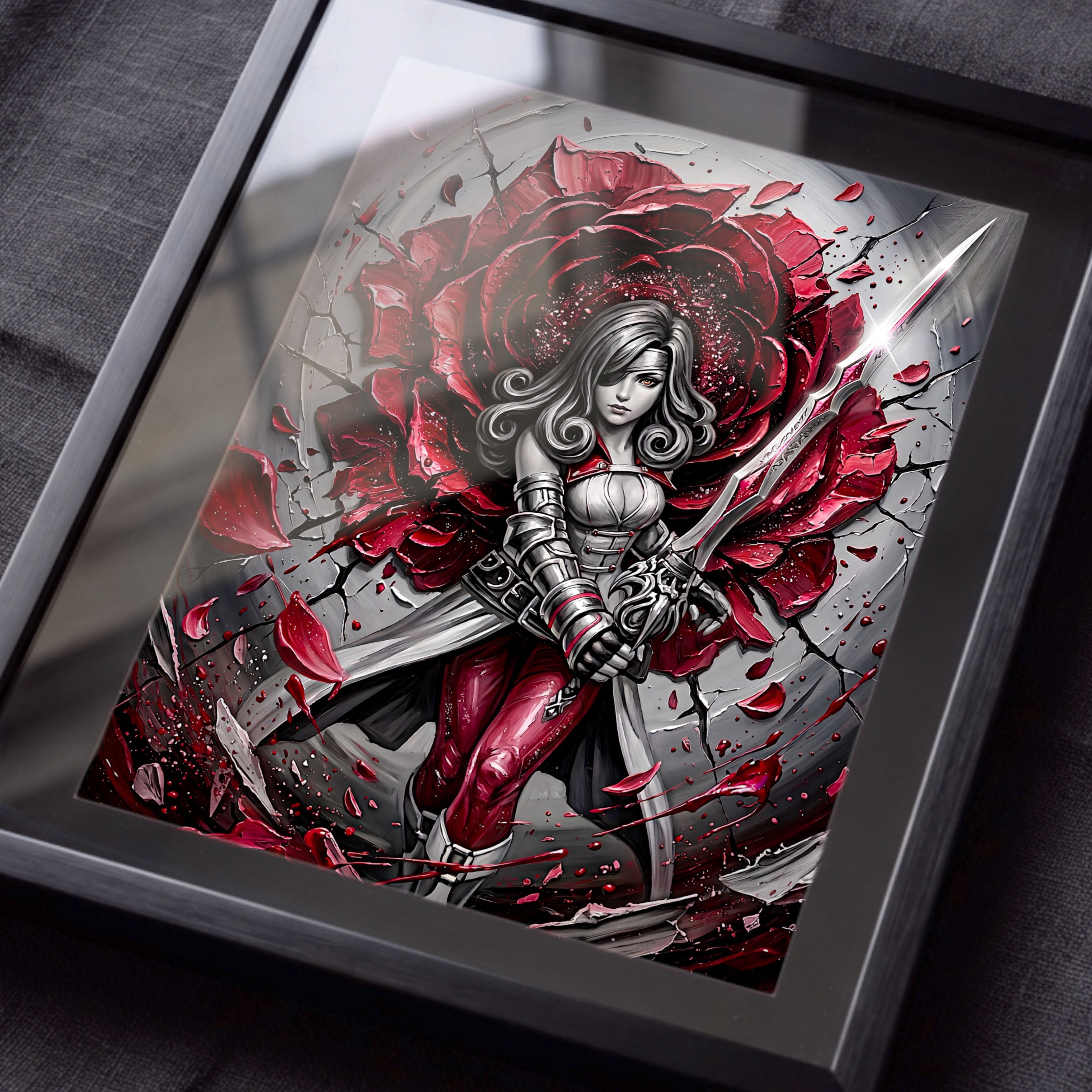 Beatrix Art Print – Monochrome Rose Edition | Final Fantasy IX Save the Queen Fine Art
