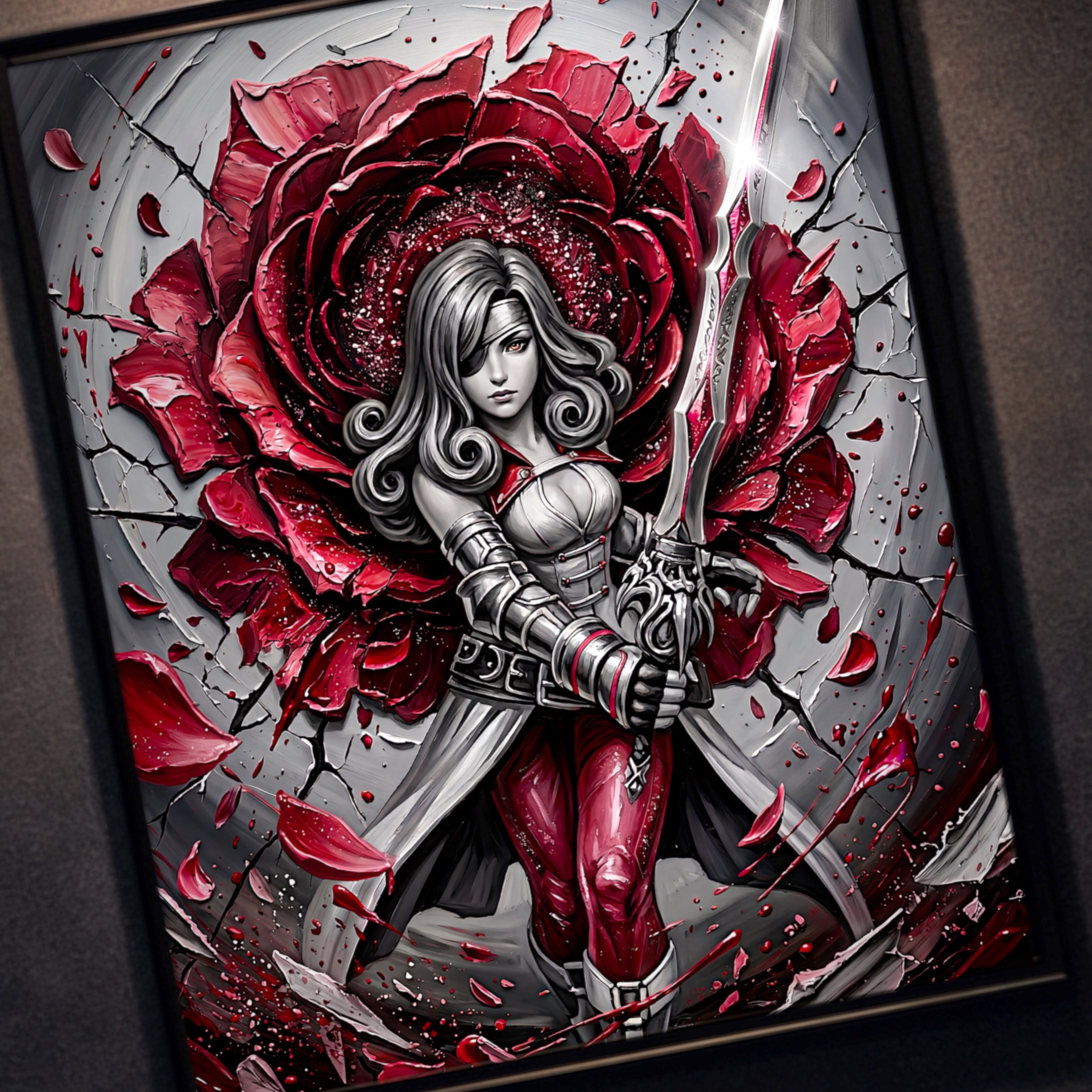 Beatrix Art Print – Monochrome Rose Edition | Final Fantasy IX Save the Queen Fine Art
