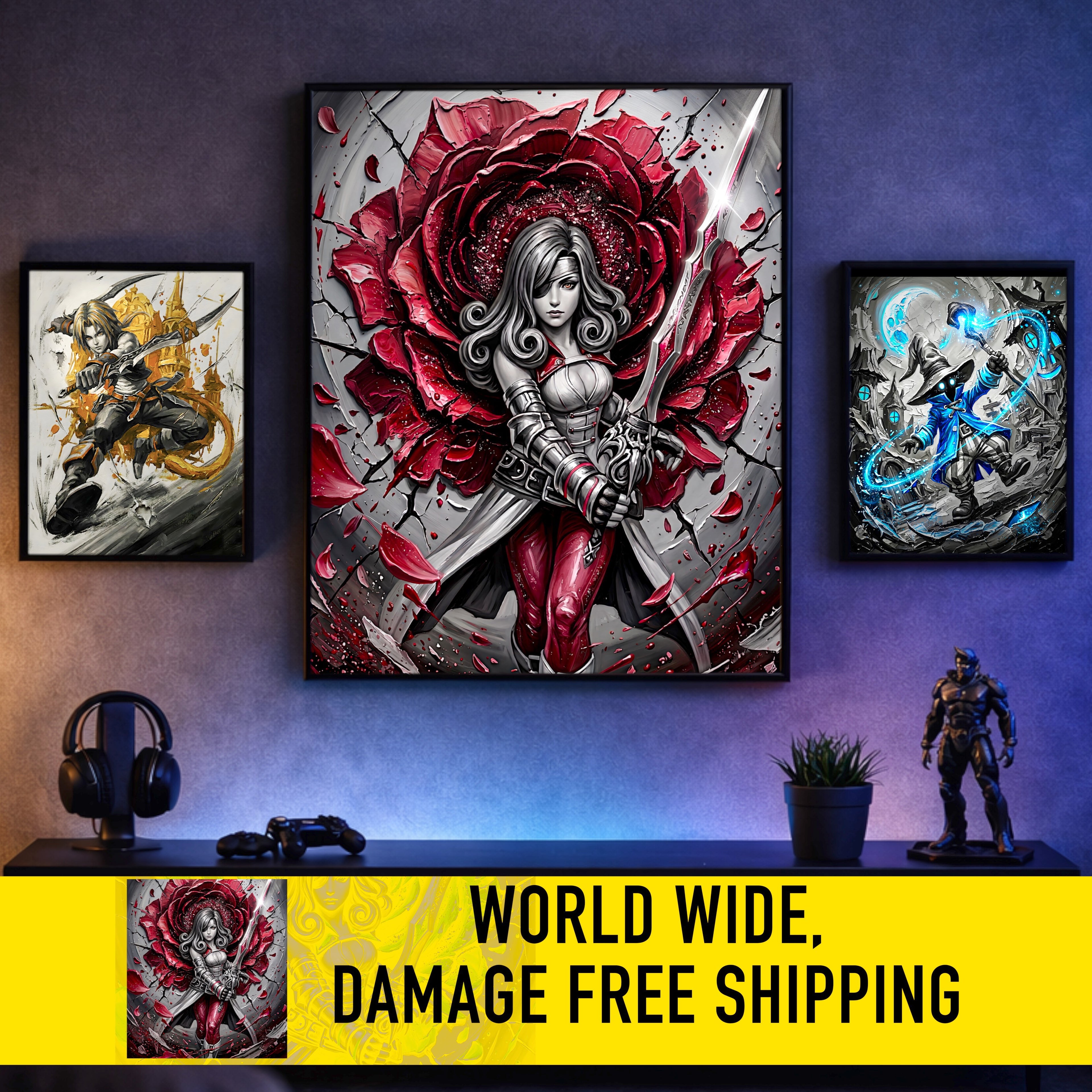 Beatrix Art Print – Monochrome Rose Edition | Final Fantasy IX Save the Queen Fine Art