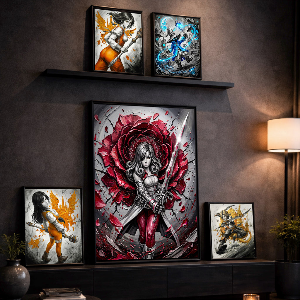 Beatrix Art Print – Monochrome Rose Edition | Final Fantasy IX Save the Queen Fine Art