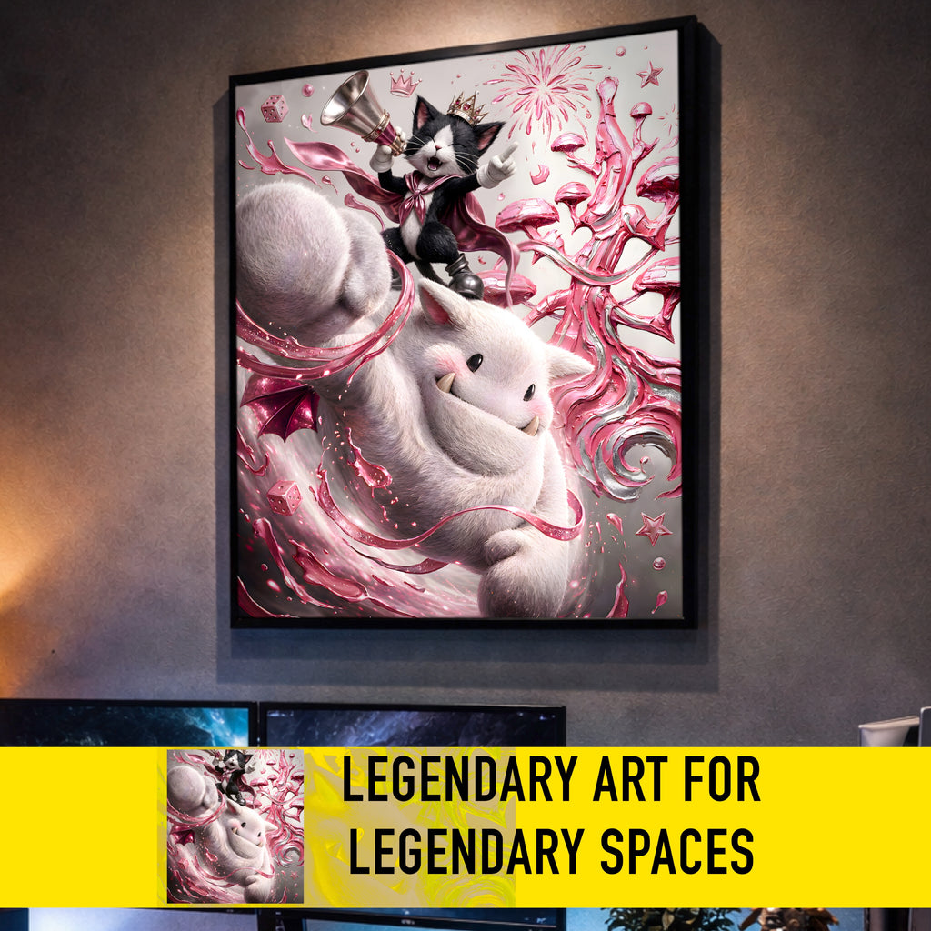 Cait Sith Art Print – Monochrome Gold Saucer Edition | Final Fantasy VII Fine Art